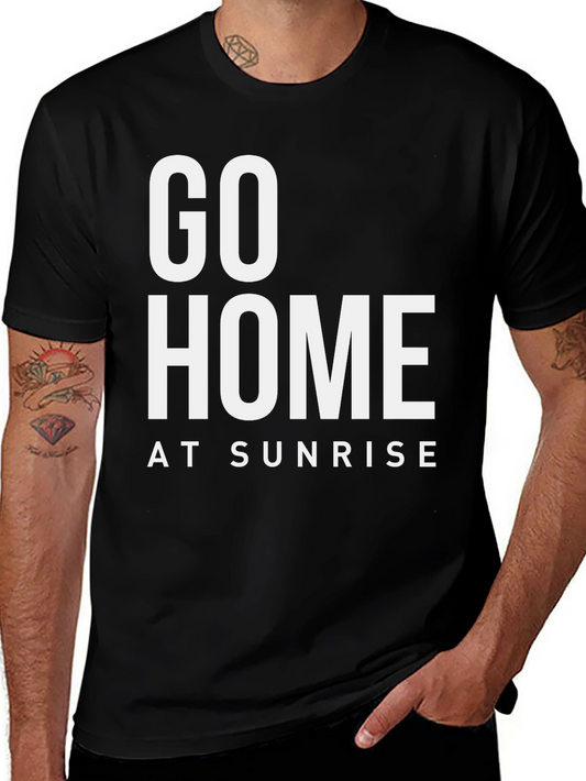 Go Home at Sunrise Graphic Tee - Black Cotton T-Shirt