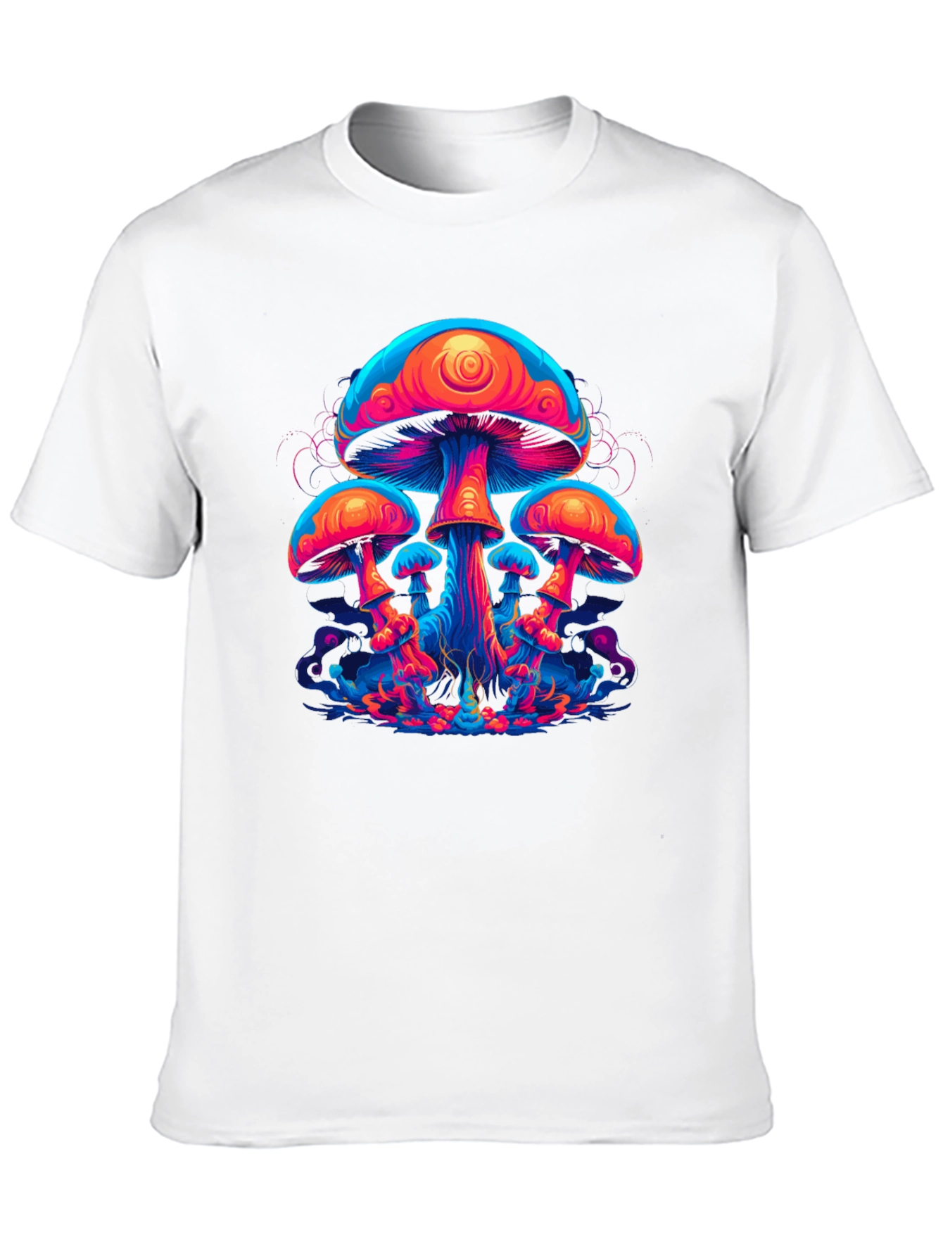 Neon Mushroom Graphic Tee - Psychedelic Black T-Shirt