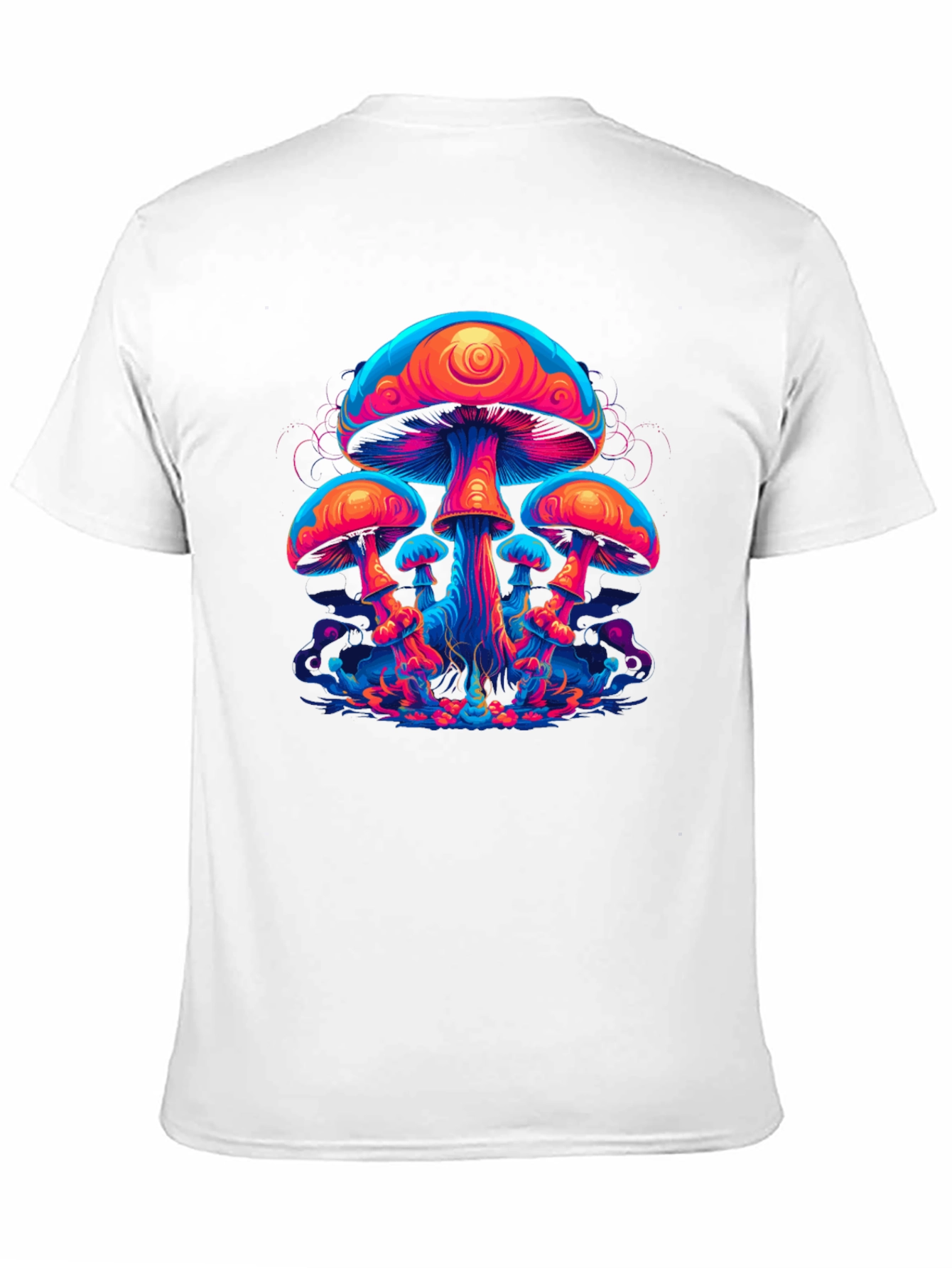 Neon Mushroom Graphic Tee - Psychedelic Black T-Shirt