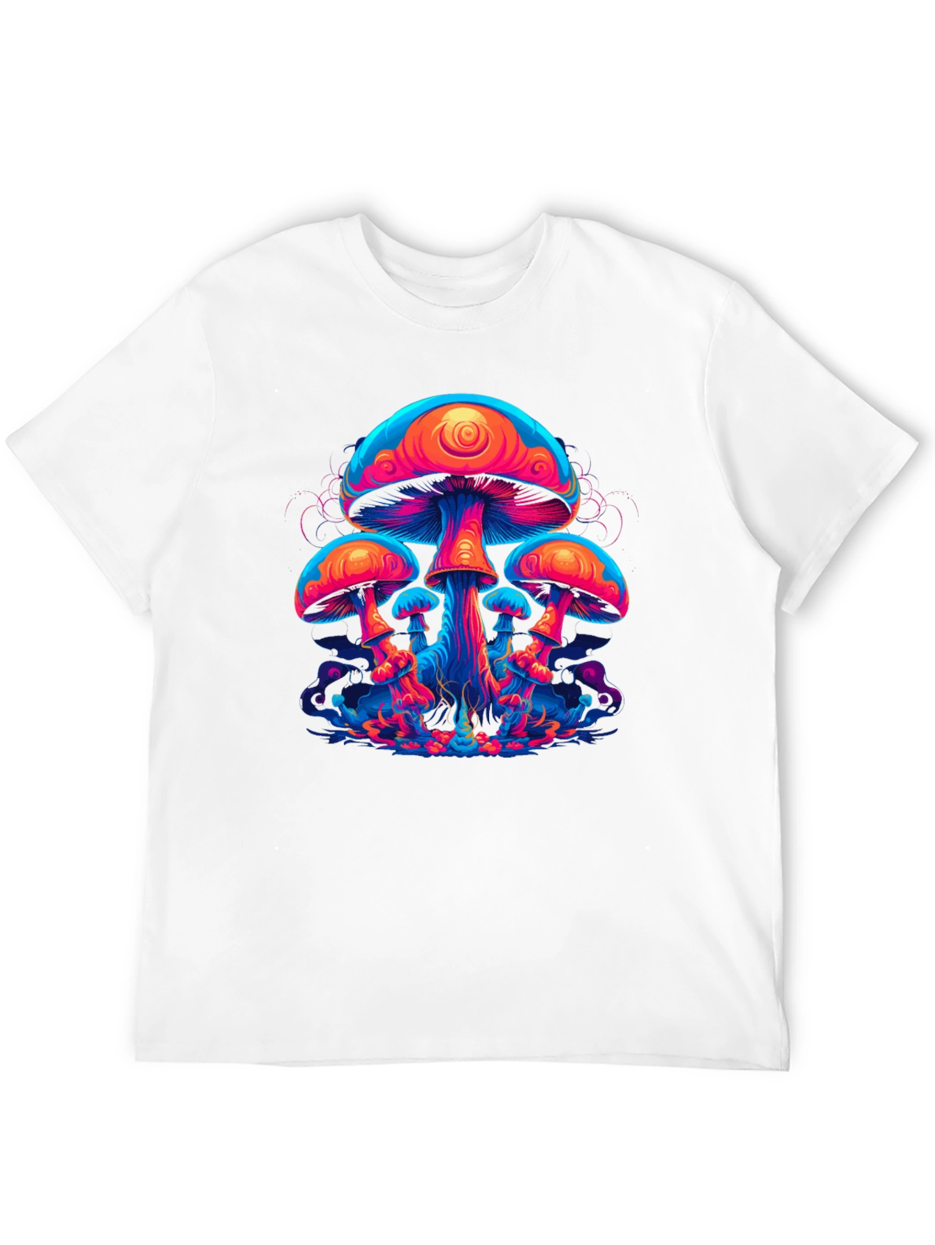 Neon Mushroom Graphic Tee - Psychedelic Black T-Shirt