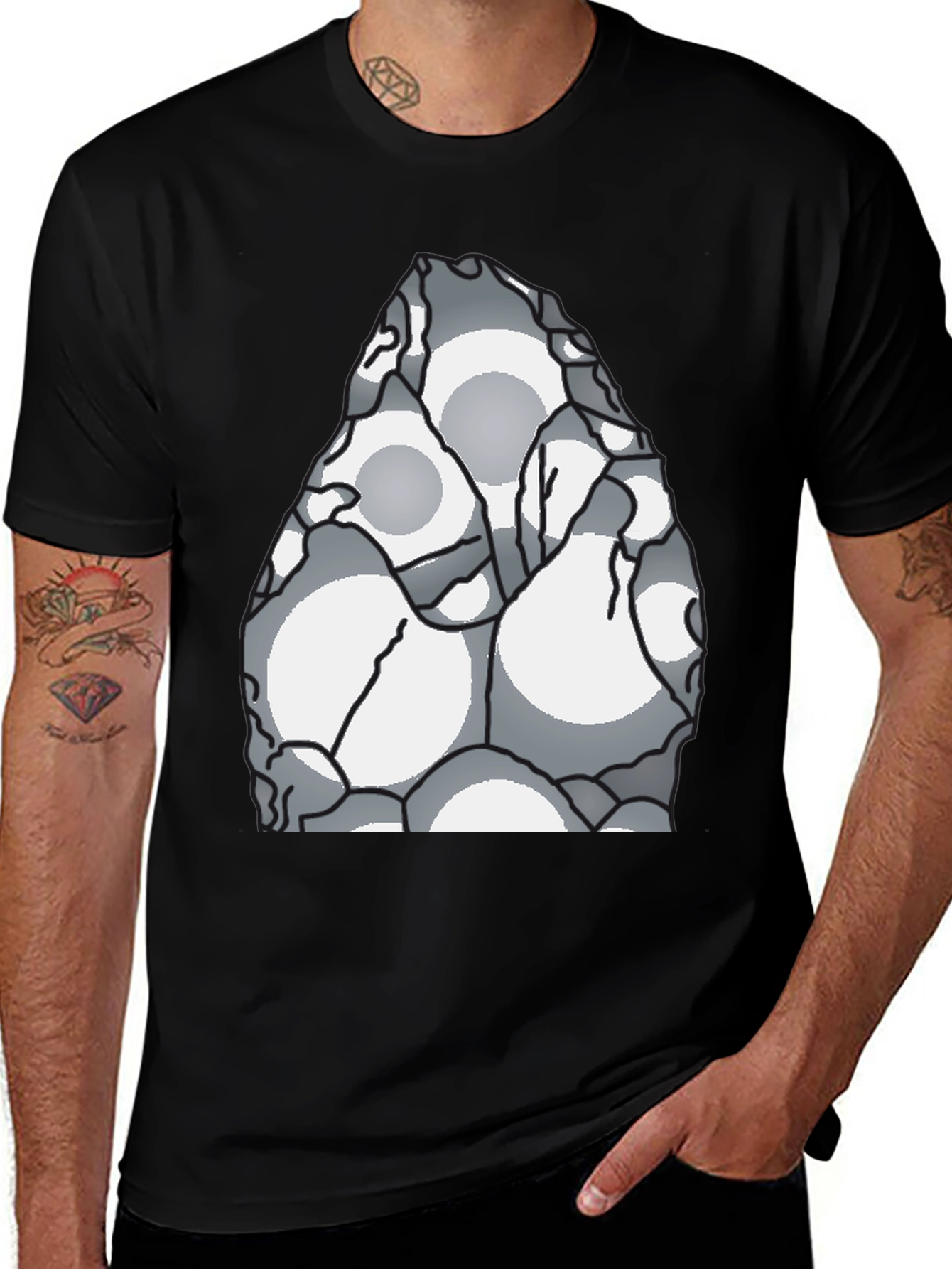 Abstract Circle Pattern Black T-Shirt