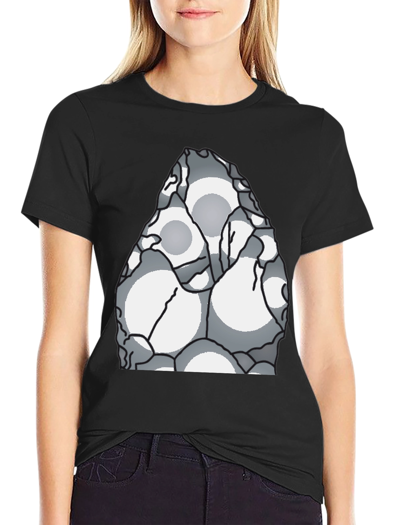 Abstract Circle Pattern Black T-Shirt