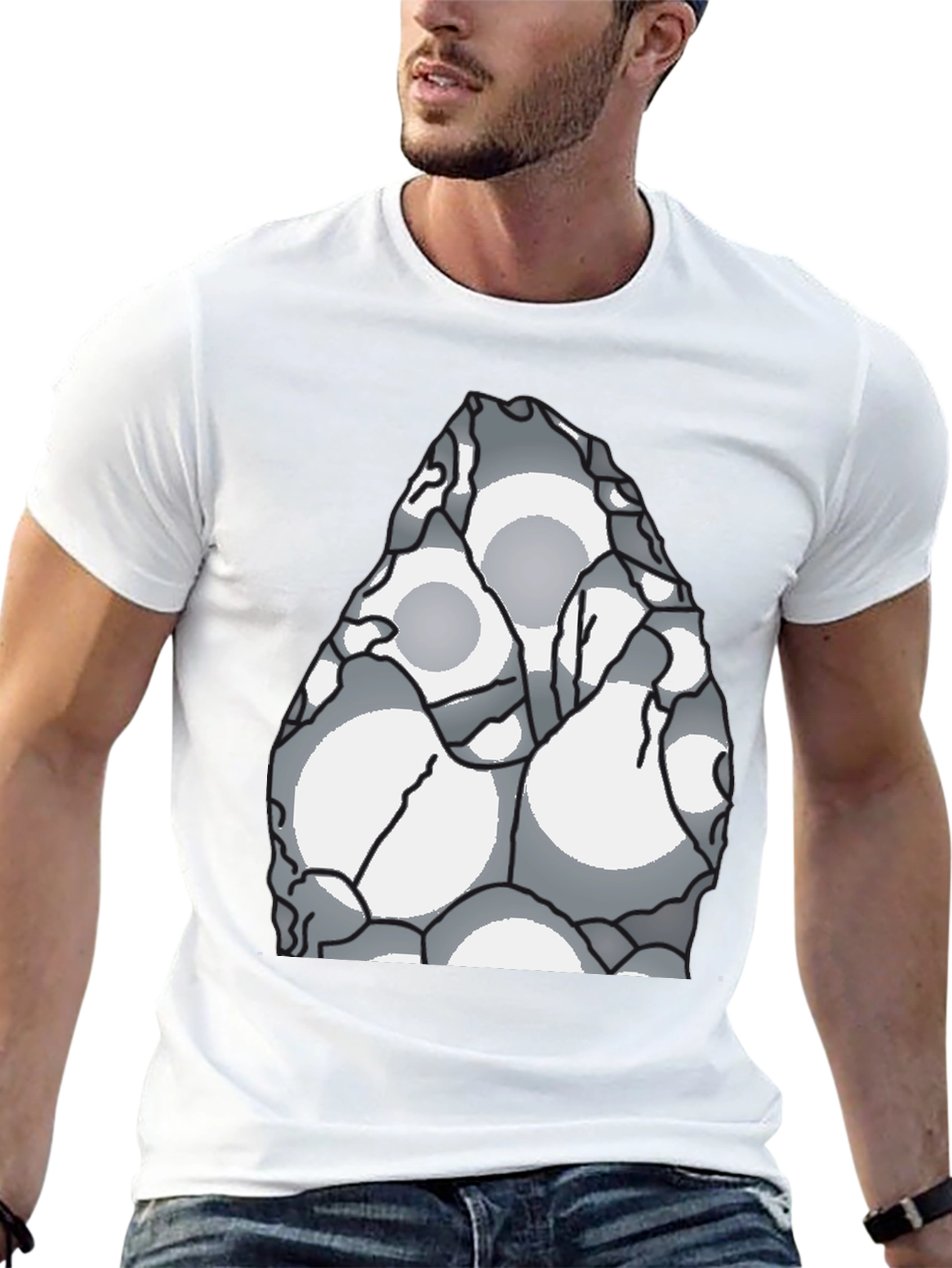 Abstract Circle Pattern Black T-Shirt