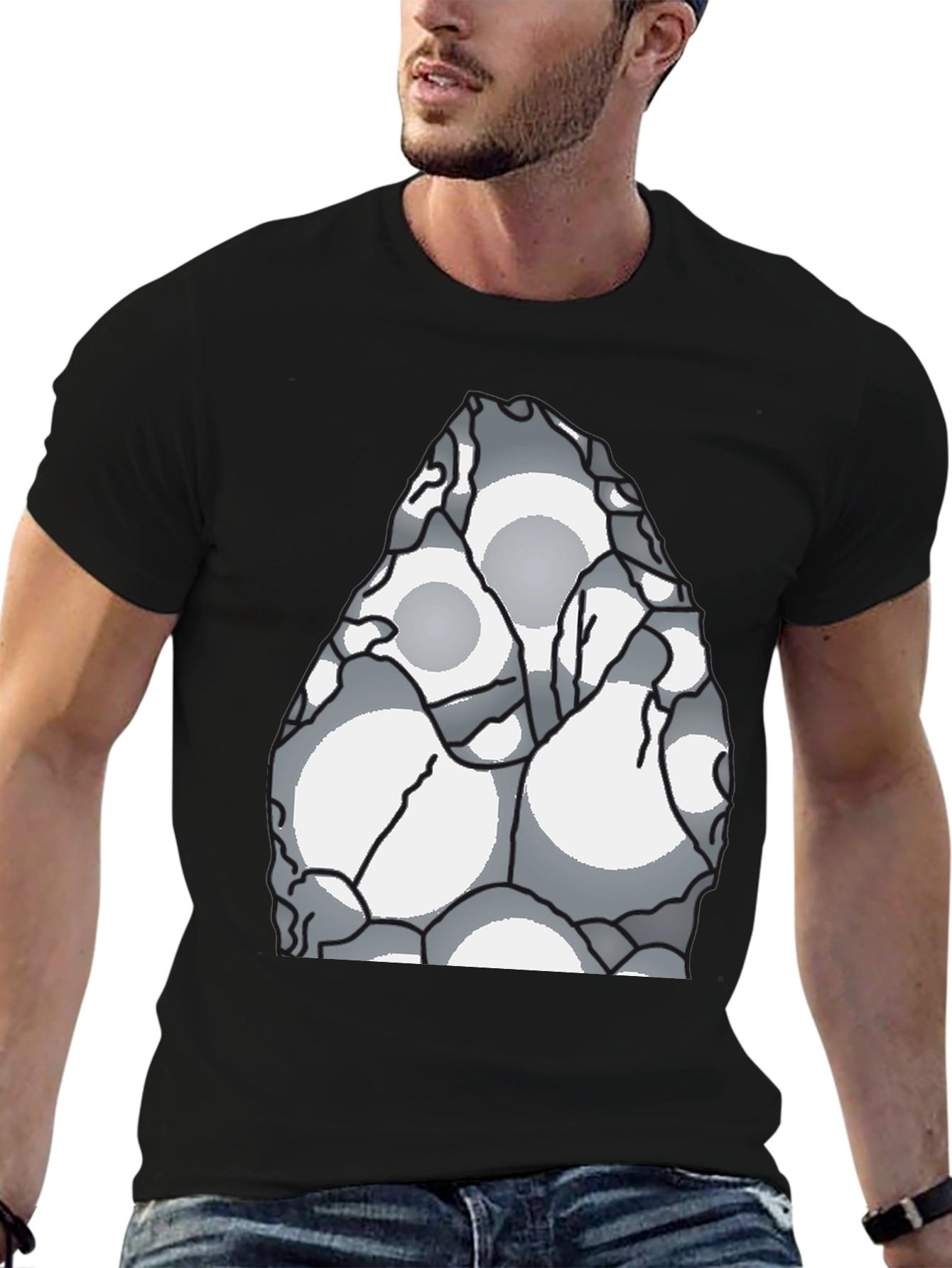 Abstract Circle Pattern Black T-Shirt