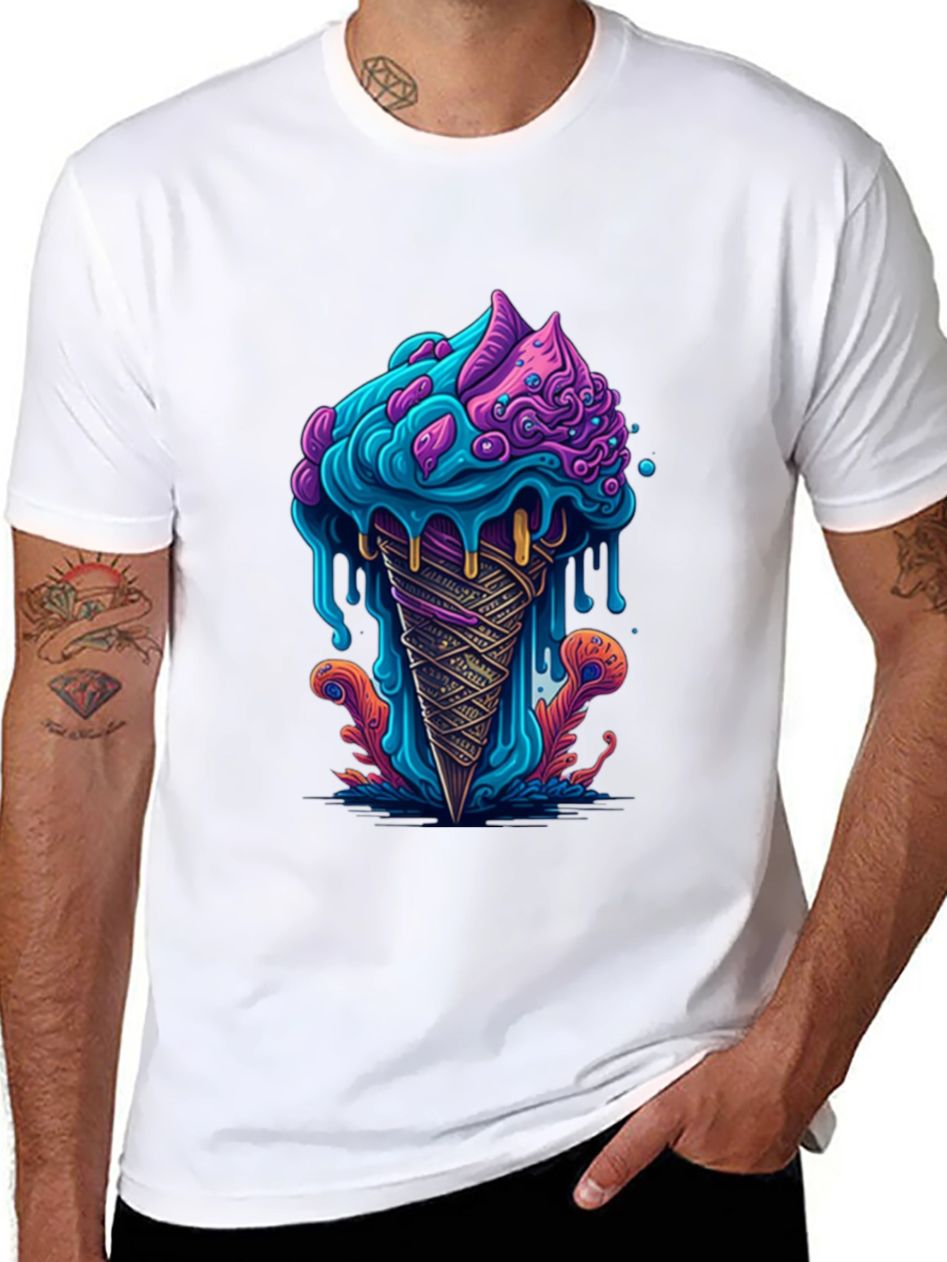 Psychedelic Ice Cream Cone Graphic Tee