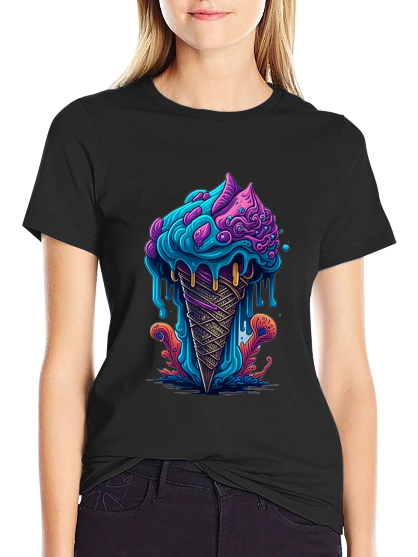 Psychedelic Ice Cream Cone Graphic Tee