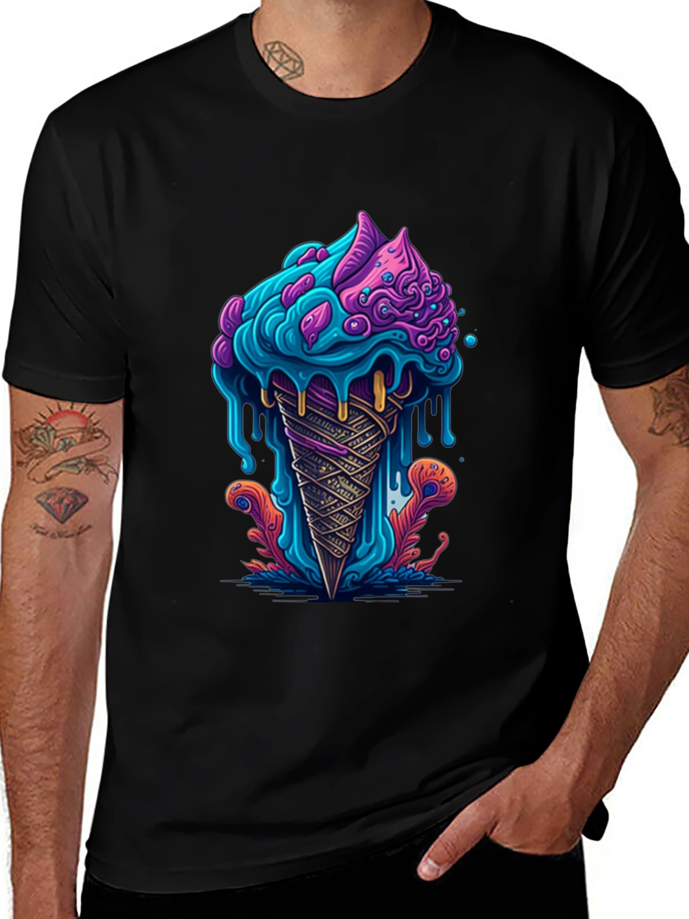 Psychedelic Ice Cream Cone Graphic Tee