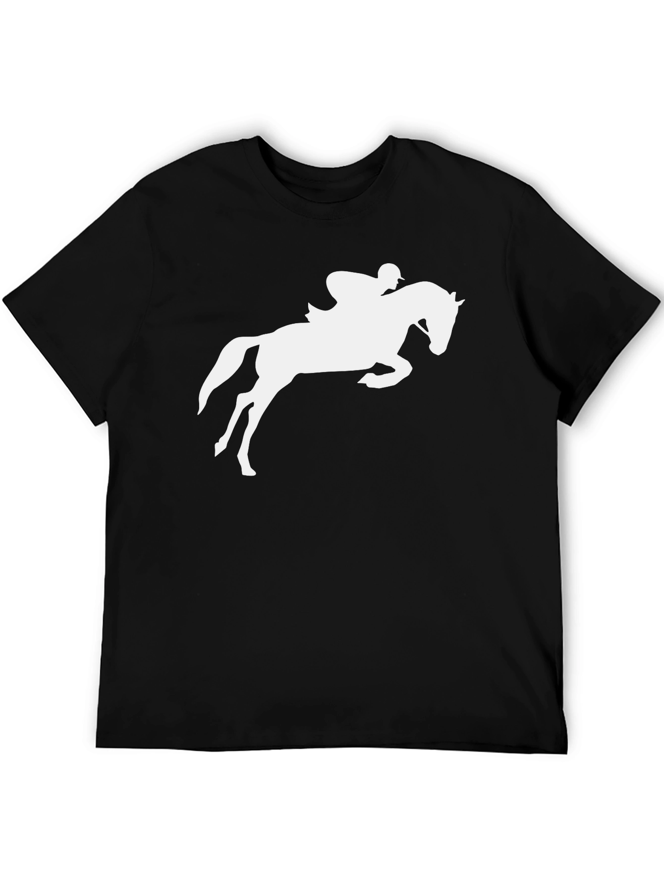 Equestrian Horse Jumping Graphic Tee - Black