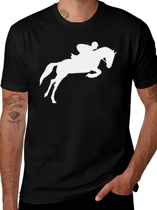 Equestrian Horse Jumping Graphic Tee - Black