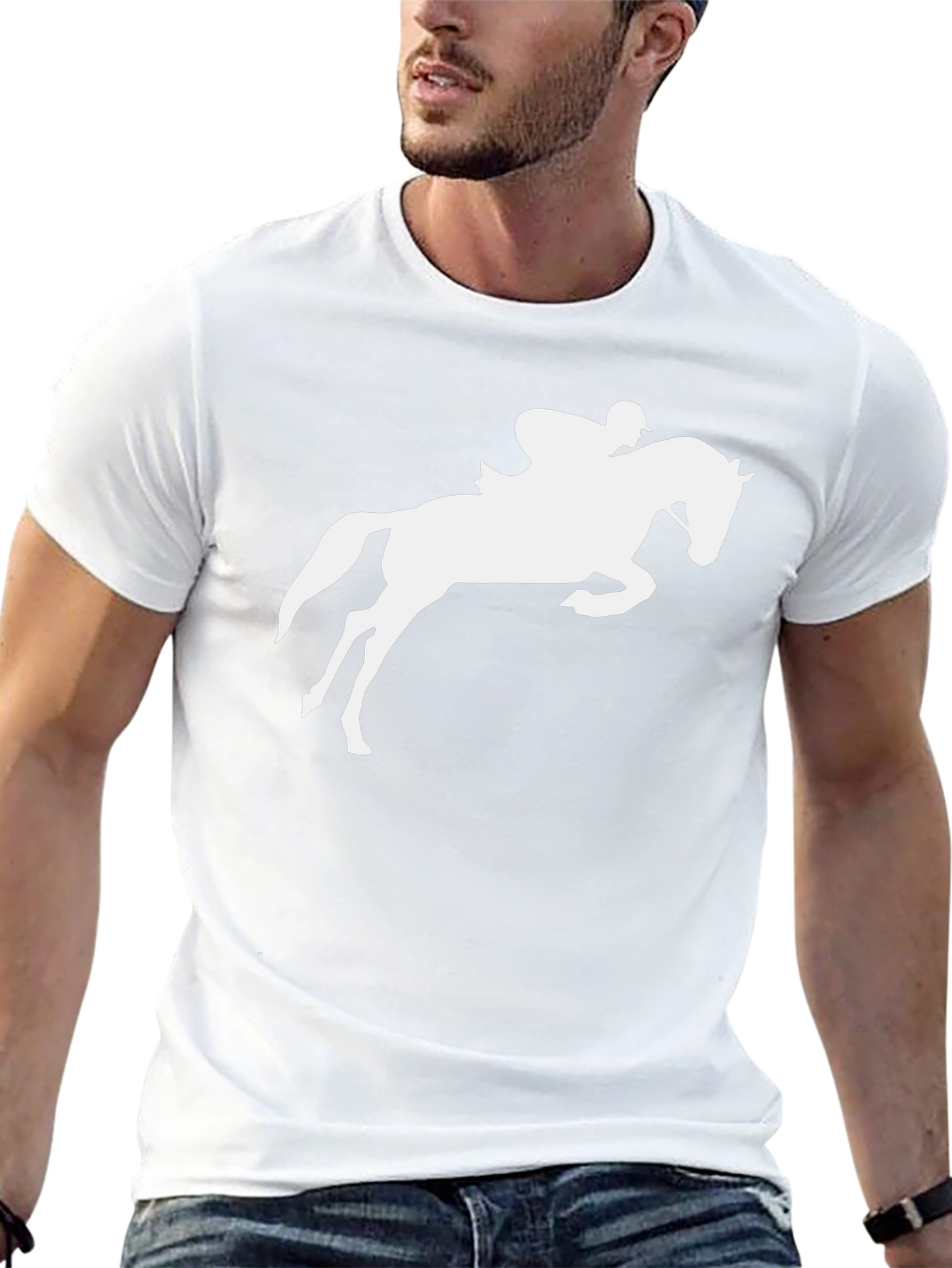 Equestrian Horse Jumping Graphic Tee - Black