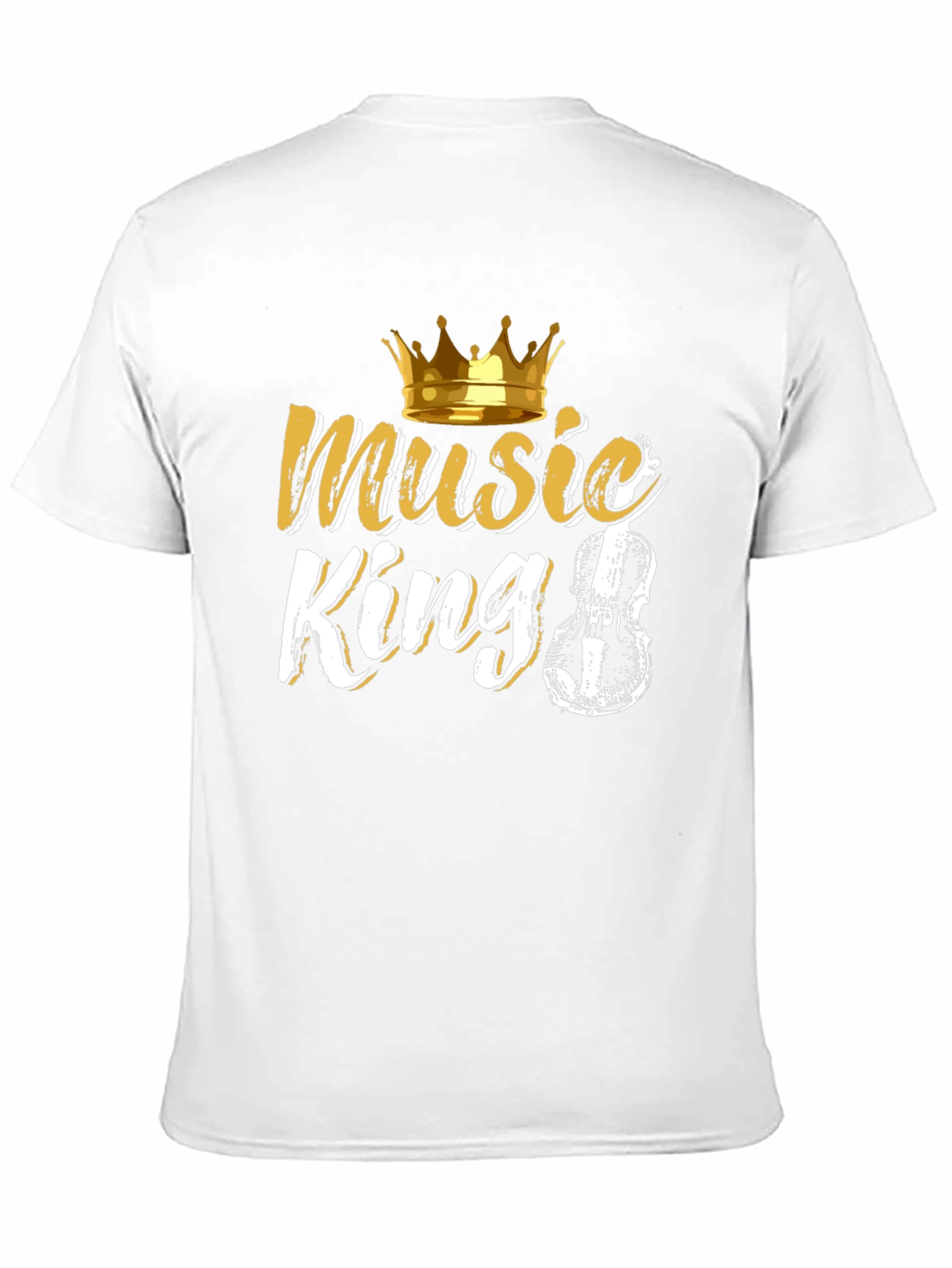 Music King Black T-Shirt with Crown and Violin Design