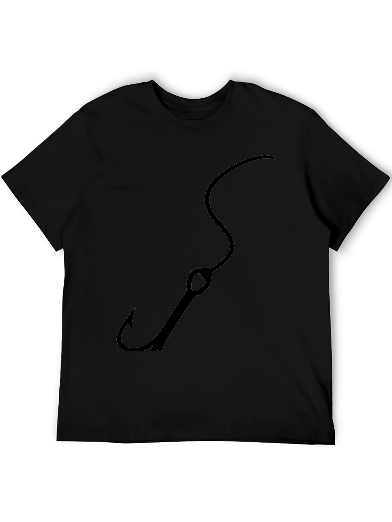 Black Fishing Hook Graphic Tee - Mens Crew Neck
