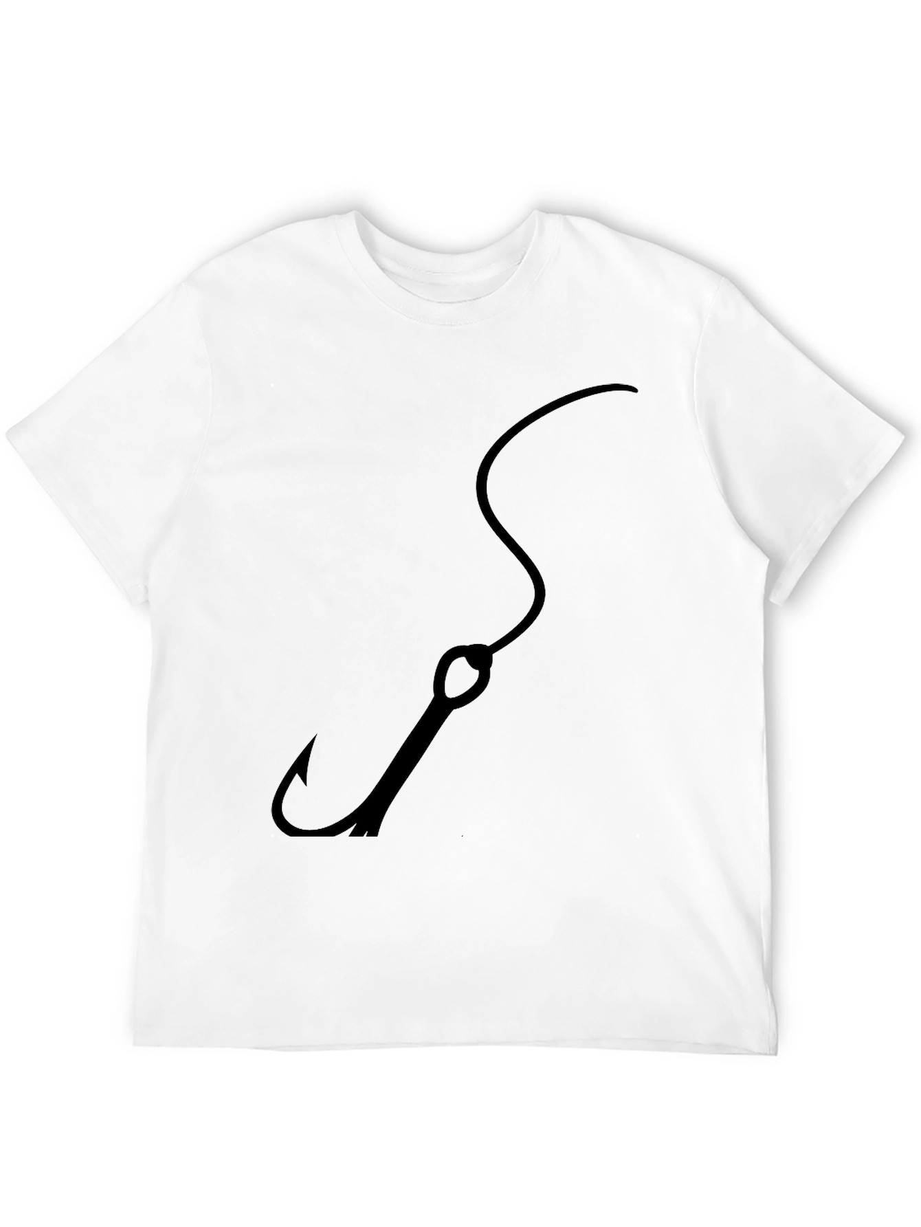 Black Fishing Hook Graphic Tee - Mens Crew Neck