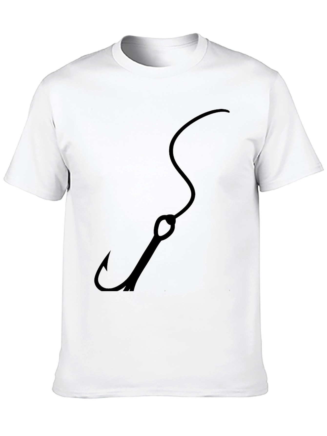 Black Fishing Hook Graphic Tee - Mens Crew Neck