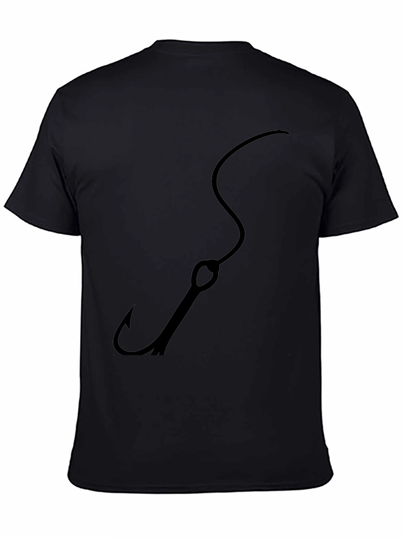 Black Fishing Hook Graphic Tee - Mens Crew Neck