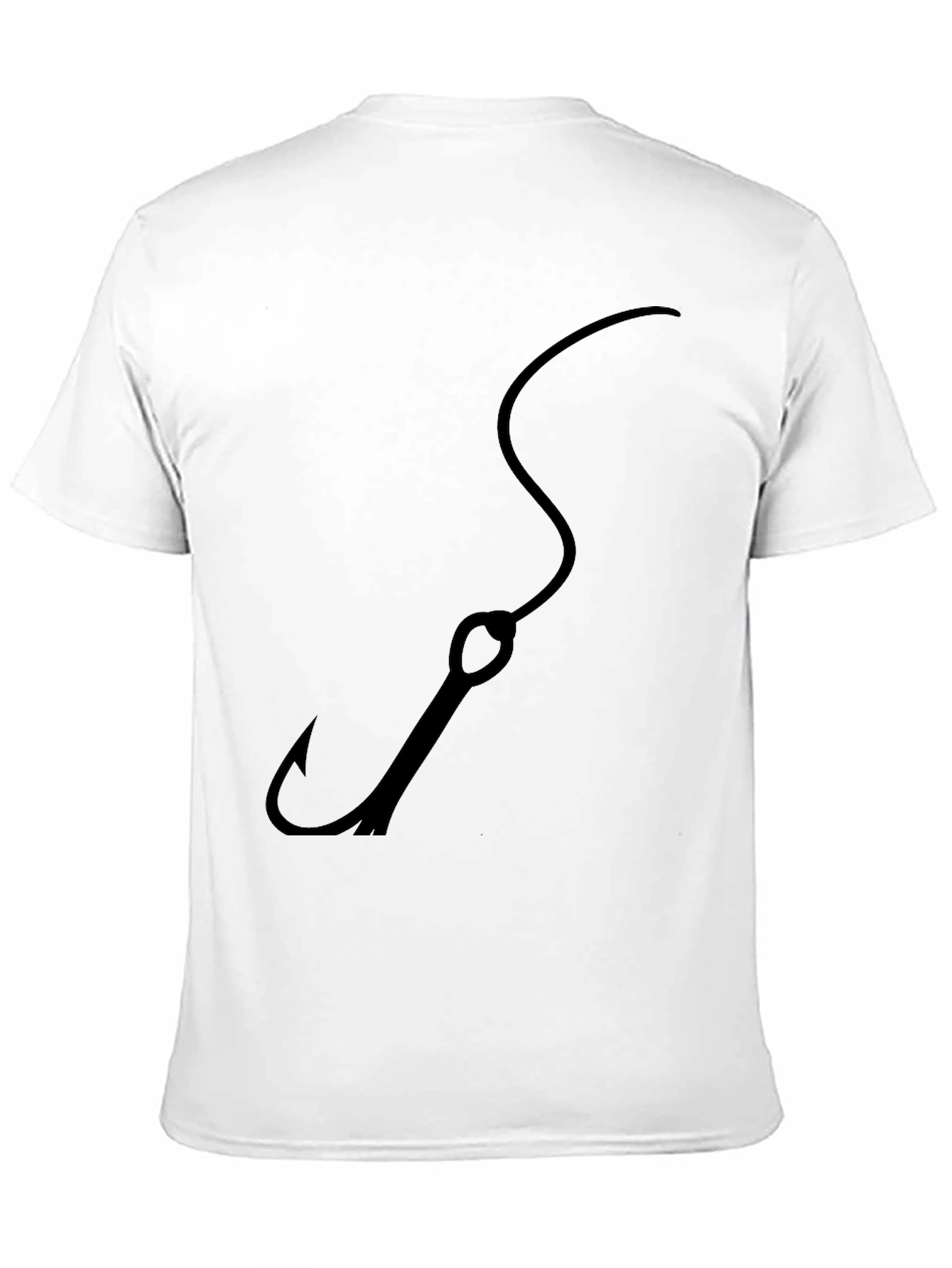 Black Fishing Hook Graphic Tee - Mens Crew Neck