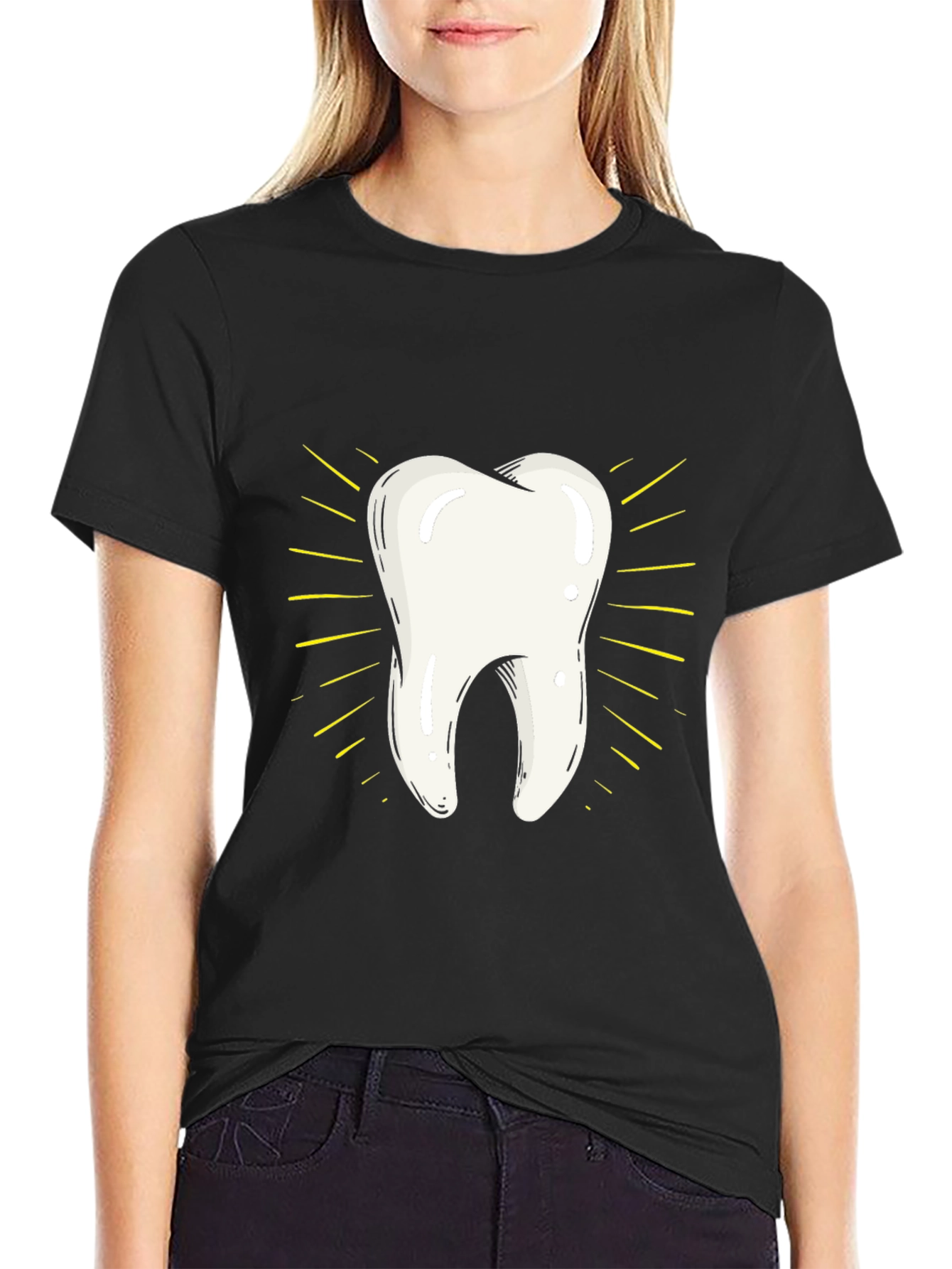 Tooth Graphic Tee - Black Cotton Comfort