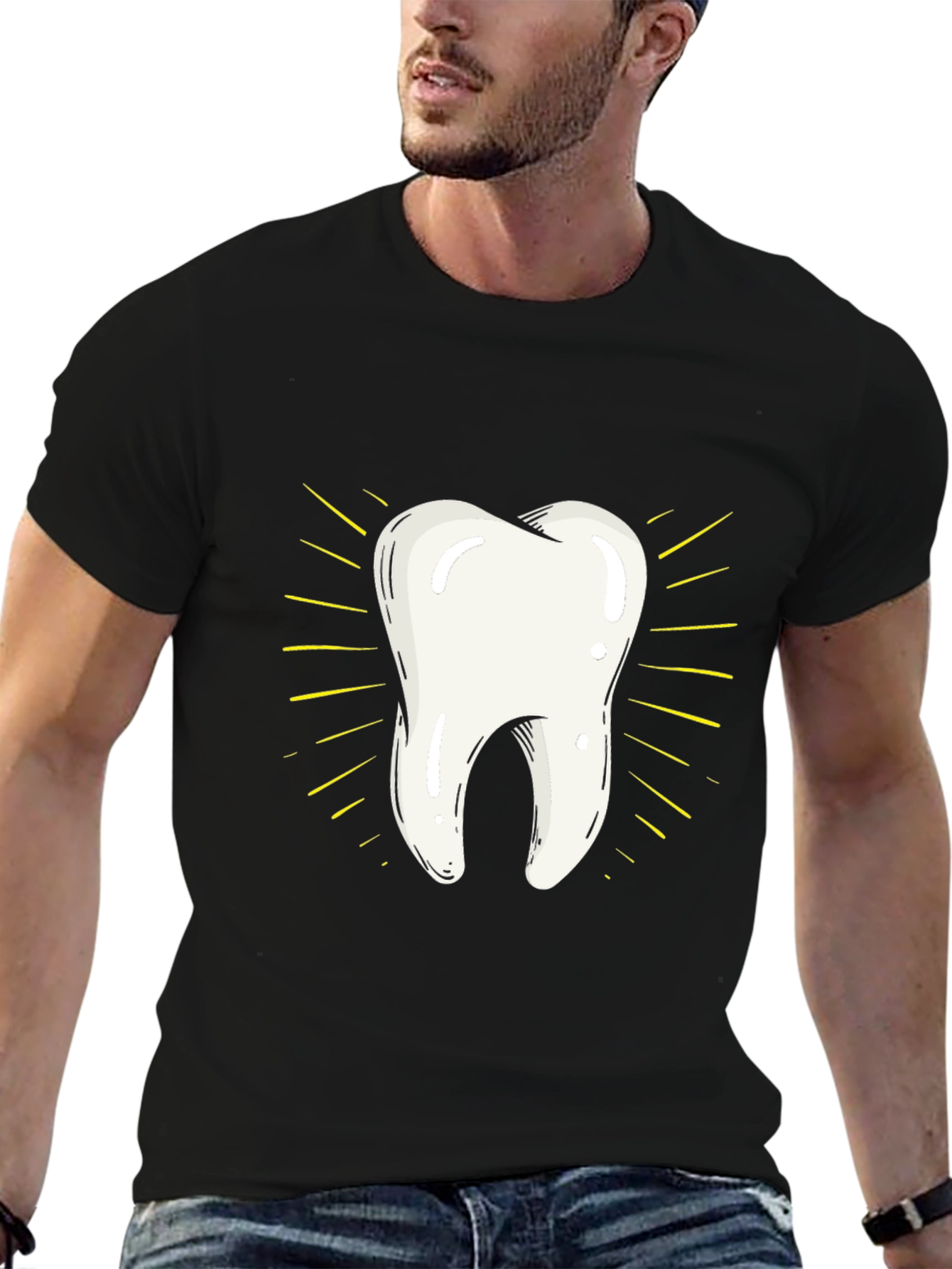 Tooth Graphic Tee - Black Cotton Comfort