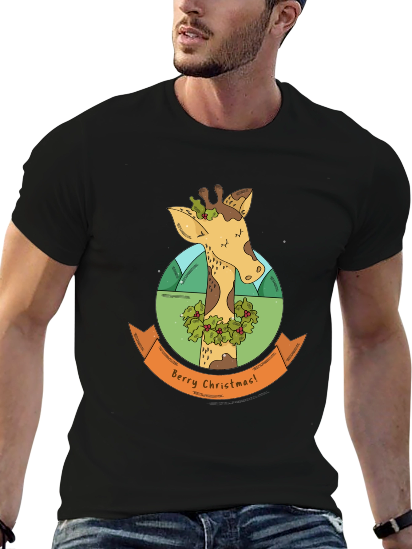 Berry Christmas Giraffe T-Shirt