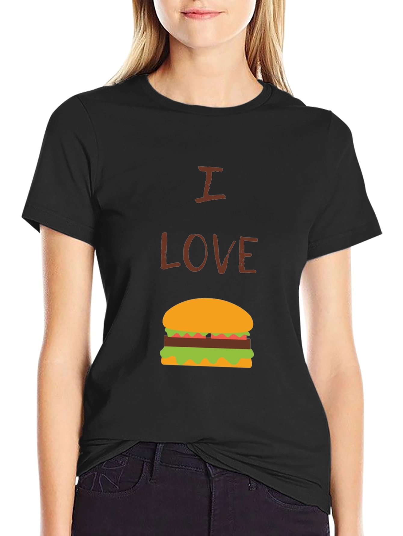 I Love Burgers Graphic Tee - Casual Black T-Shirt