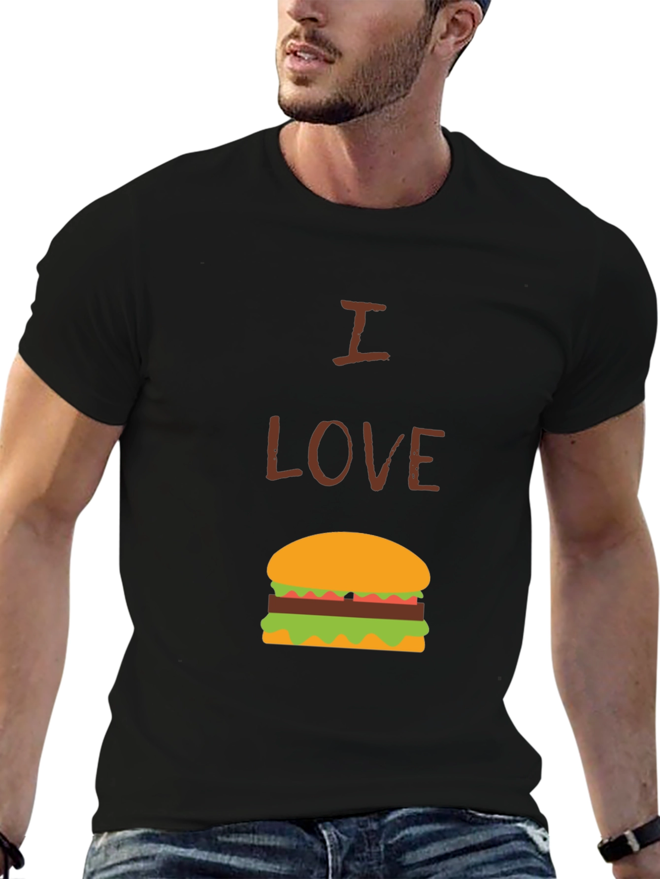 I Love Burgers Graphic Tee - Casual Black T-Shirt
