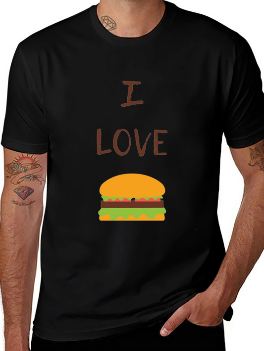 I Love Burgers Graphic Tee - Casual Black T-Shirt