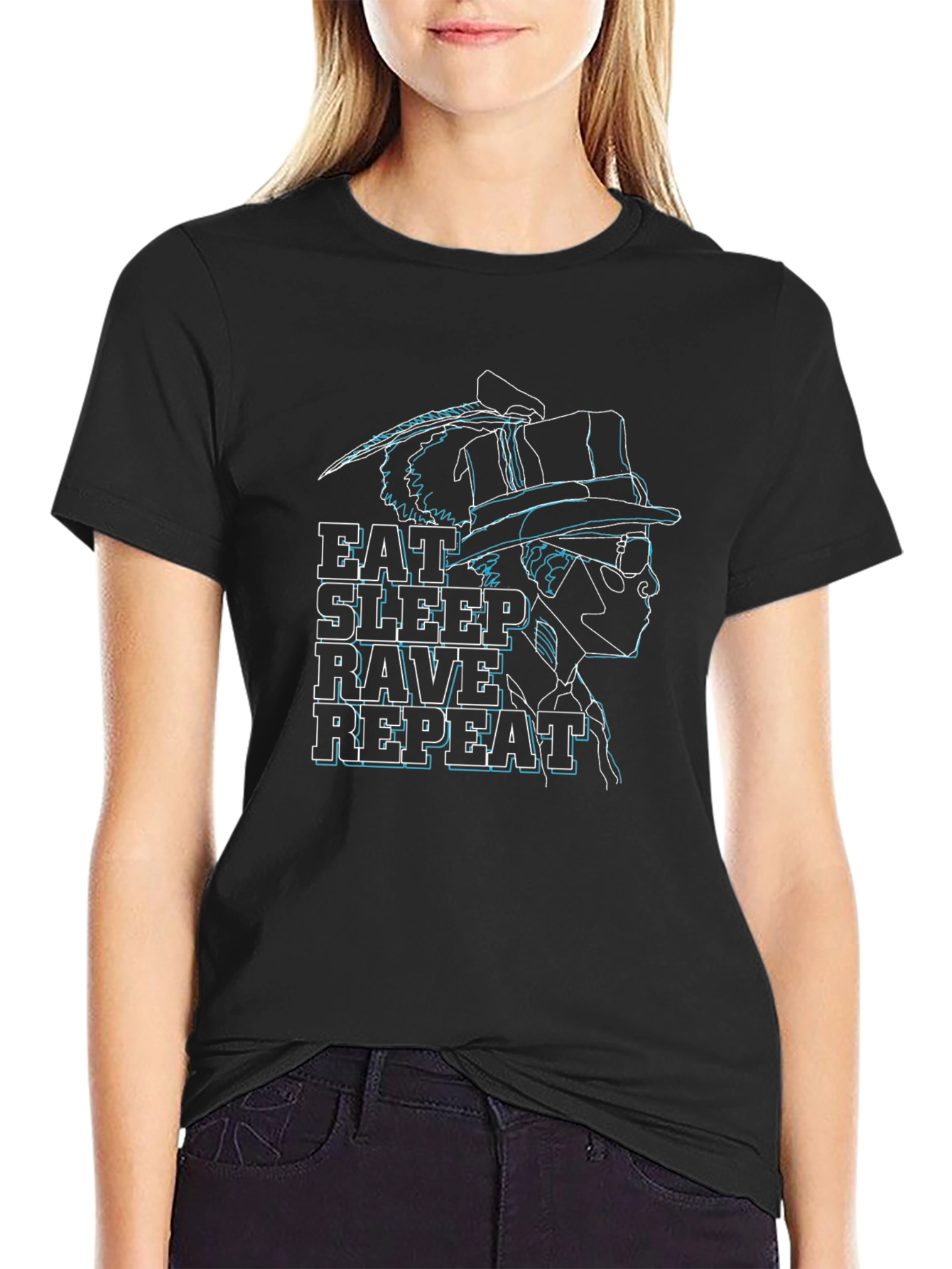 Eat Sleep Rave Repeat T-Shirt - Black Graphic Tee