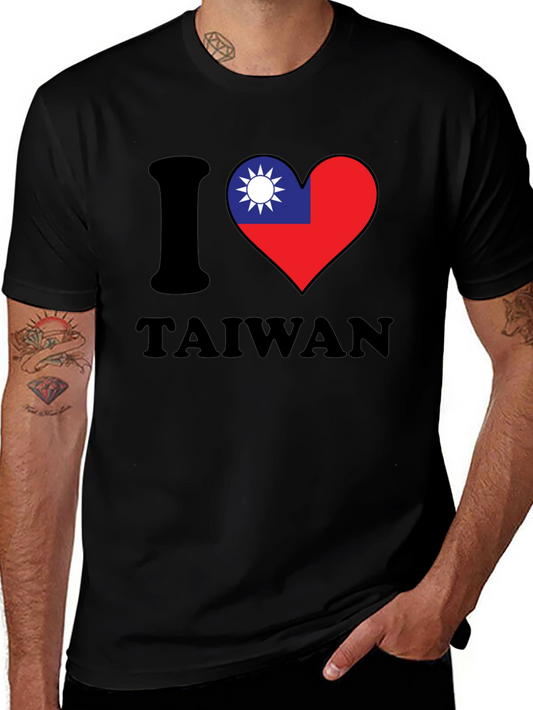 I Love Taiwan T-Shirt - Black Cotton Blend Tee