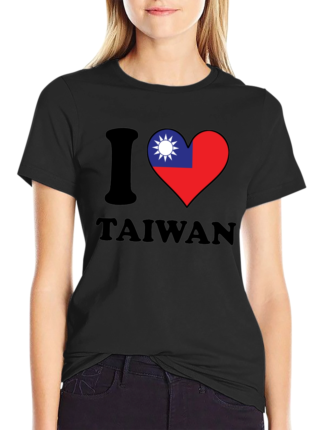 I Love Taiwan T-Shirt - Black Cotton Blend Tee