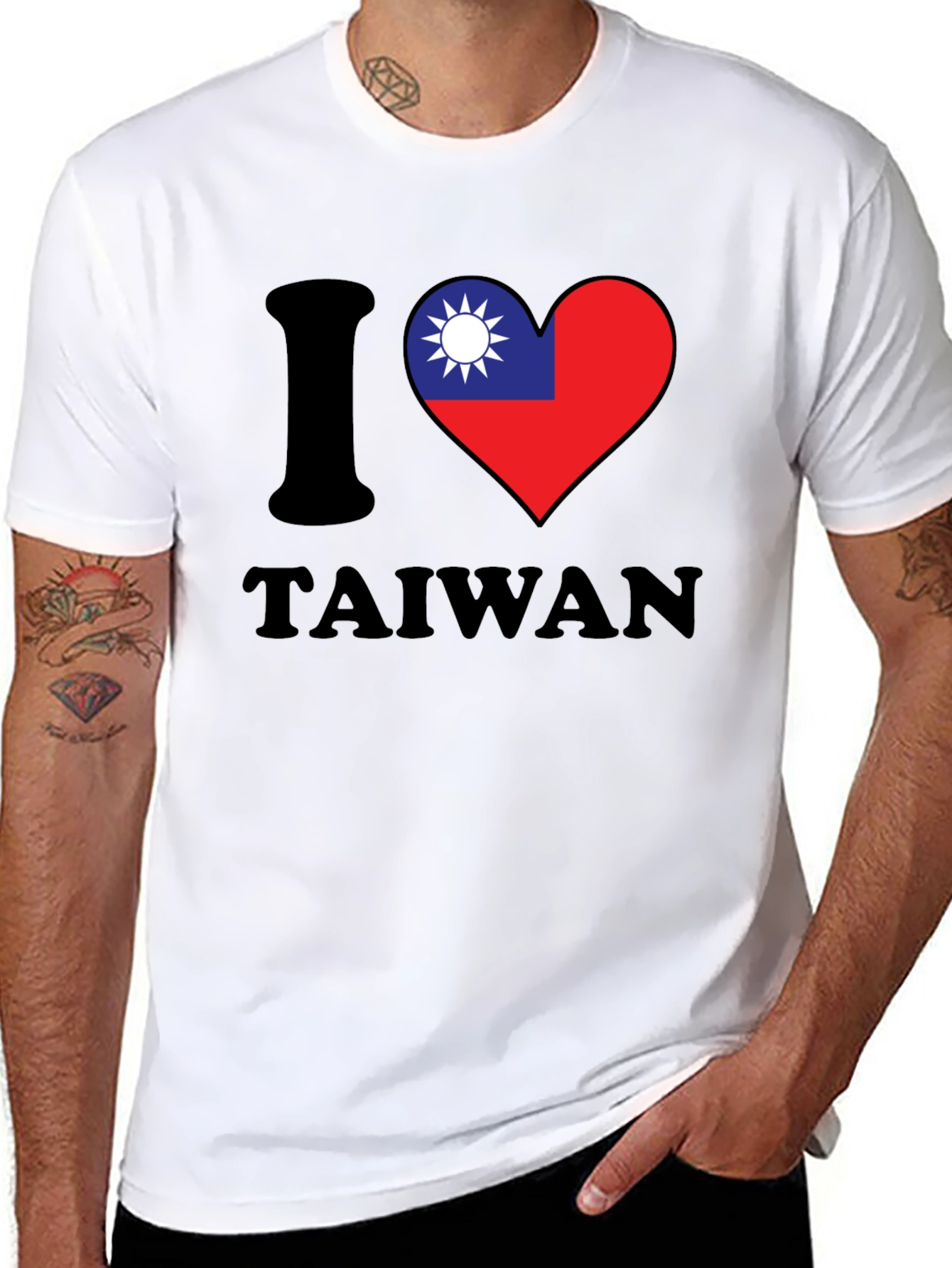 I Love Taiwan T-Shirt - Black Cotton Blend Tee