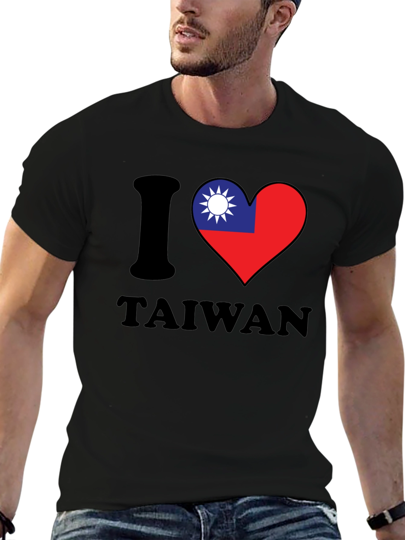 I Love Taiwan T-Shirt - Black Cotton Blend Tee