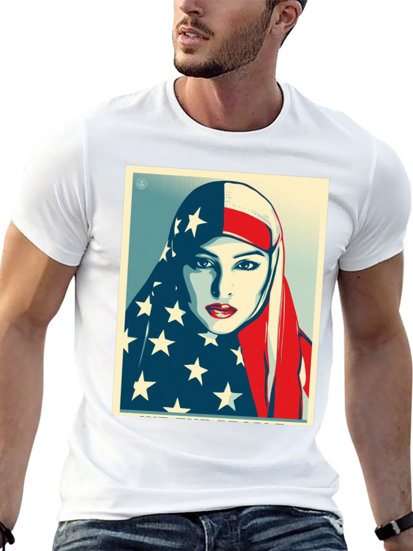 American Flag Hijab Graphic T-Shirt