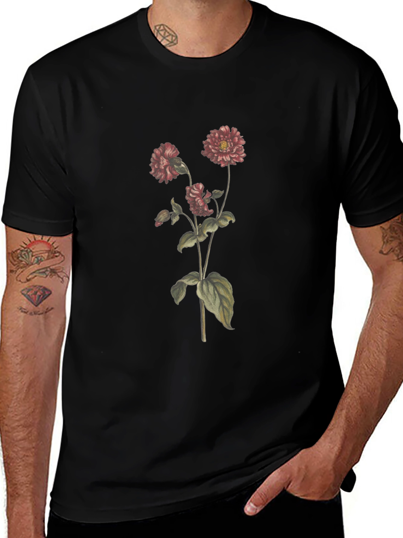 Floral Graphic Black T-Shirt