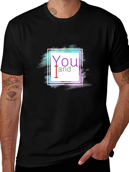 You and I Stylish Graphic Tee - Black Cotton Blend