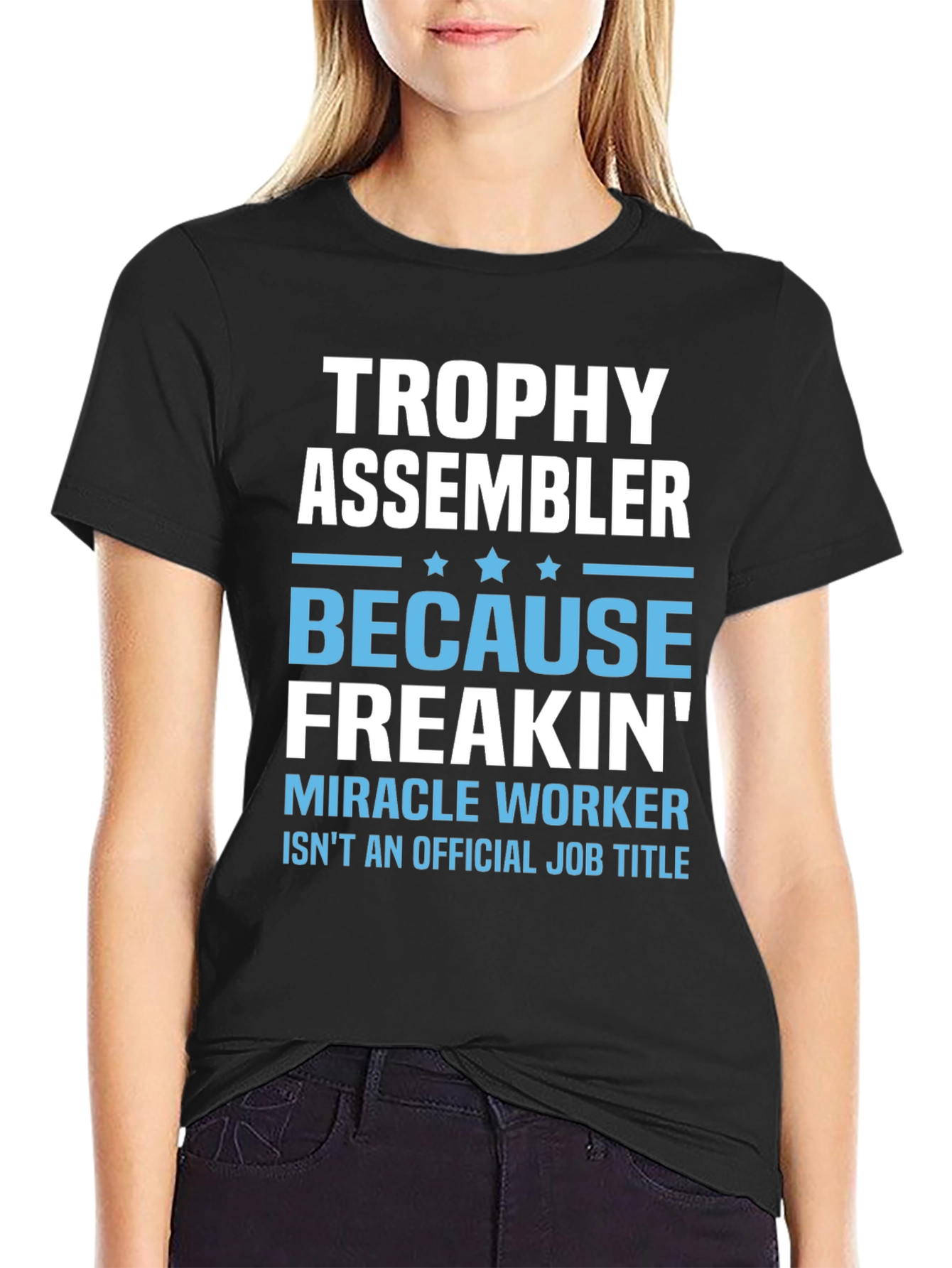 Trophy Assembler Funny Job Title Black T-Shirt