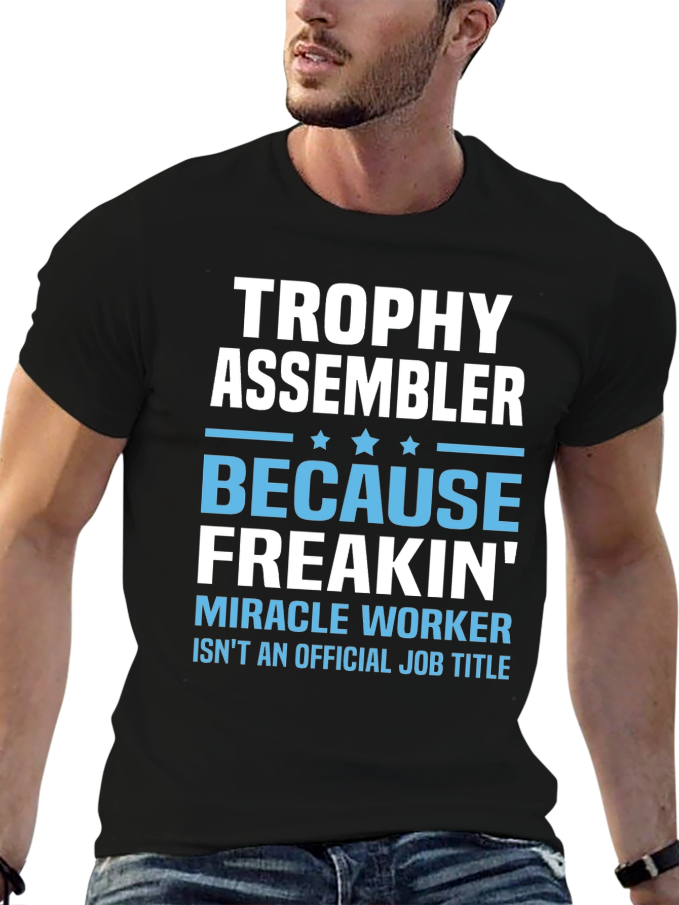Trophy Assembler Funny Job Title Black T-Shirt