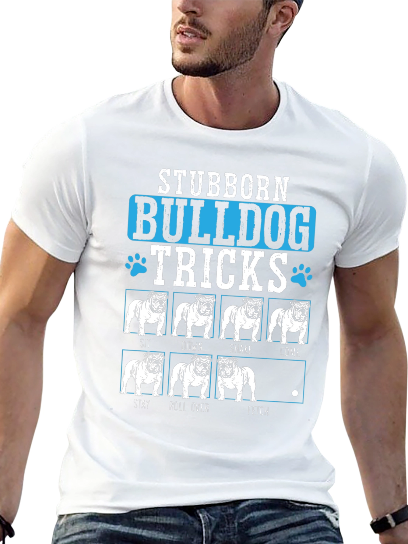 Stubborn Bulldog Tricks Graphic T-Shirt