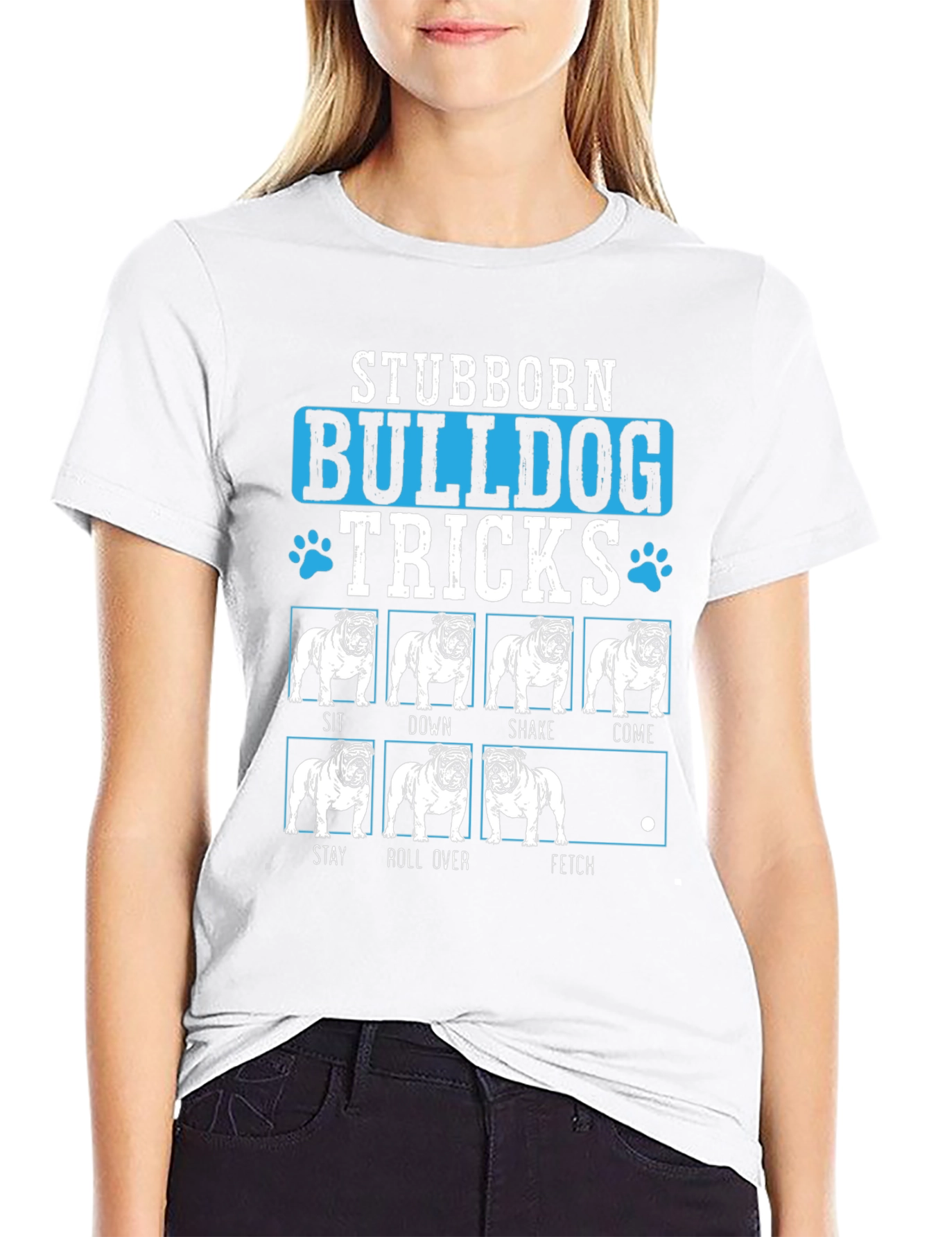 Stubborn Bulldog Tricks Graphic T-Shirt