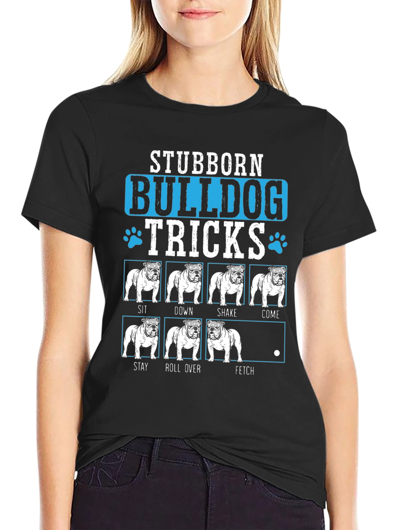 Stubborn Bulldog Tricks Graphic T-Shirt