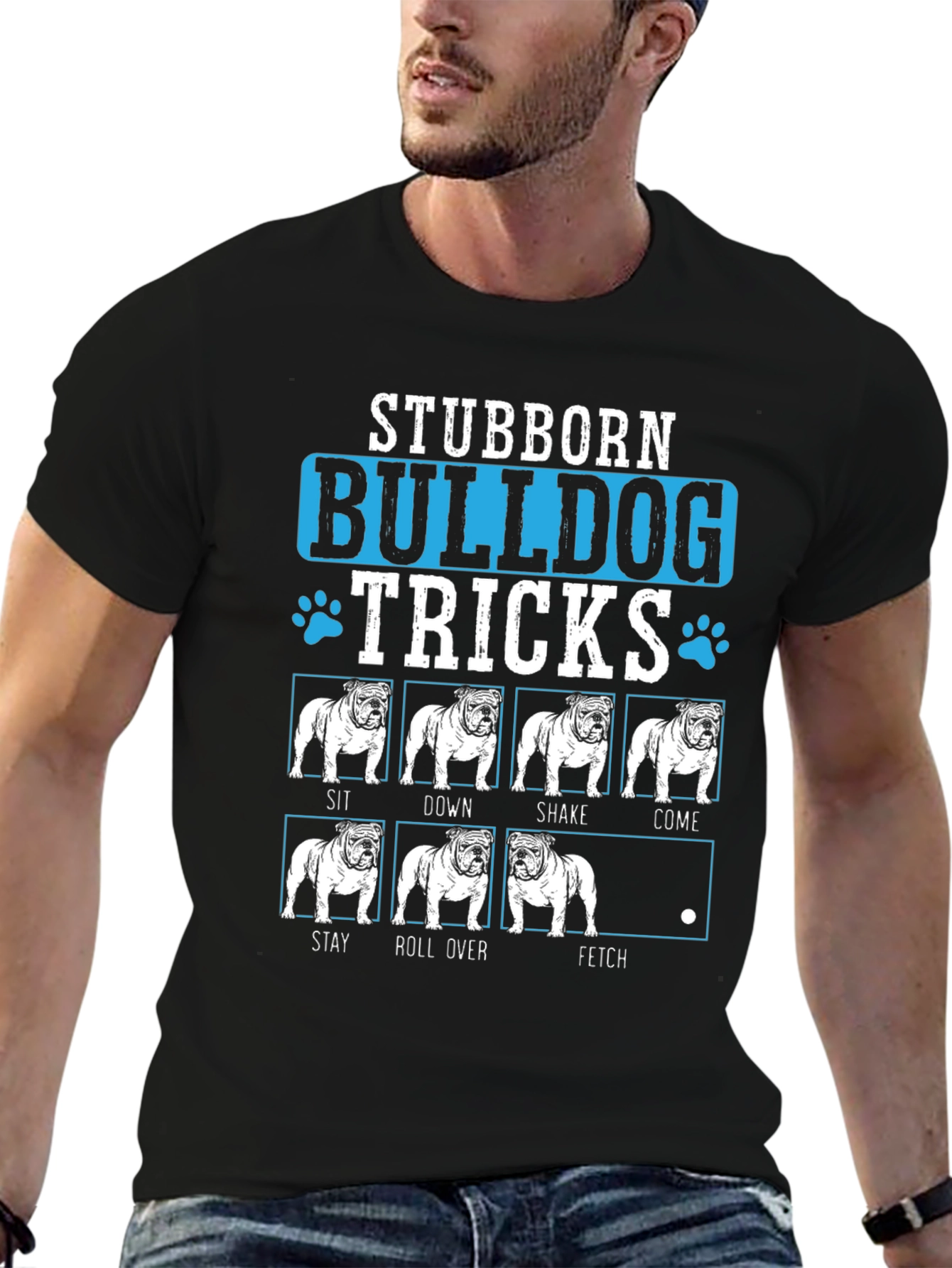 Stubborn Bulldog Tricks Graphic T-Shirt