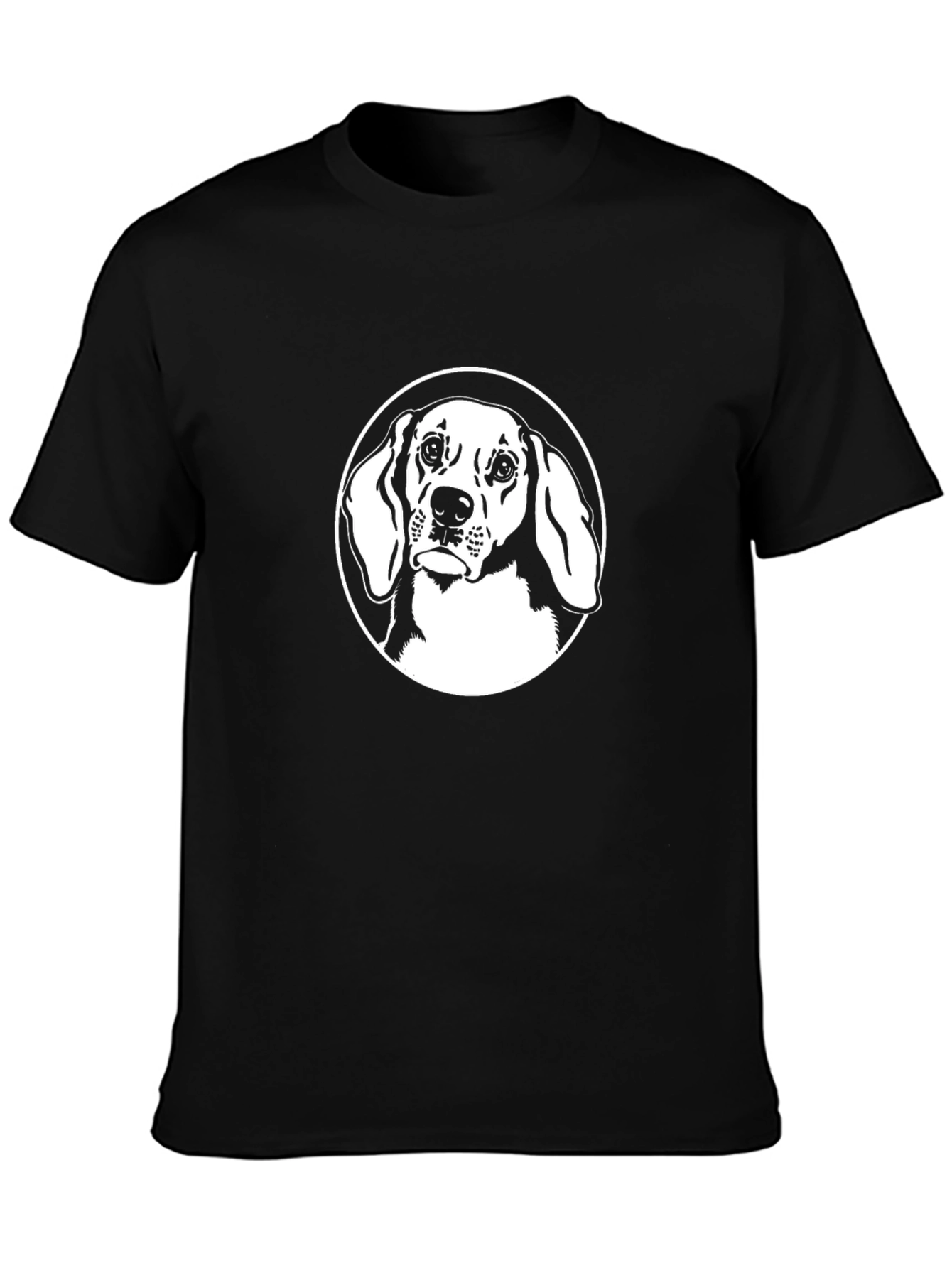Dog Graphic Tee - Black Cotton T-Shirt