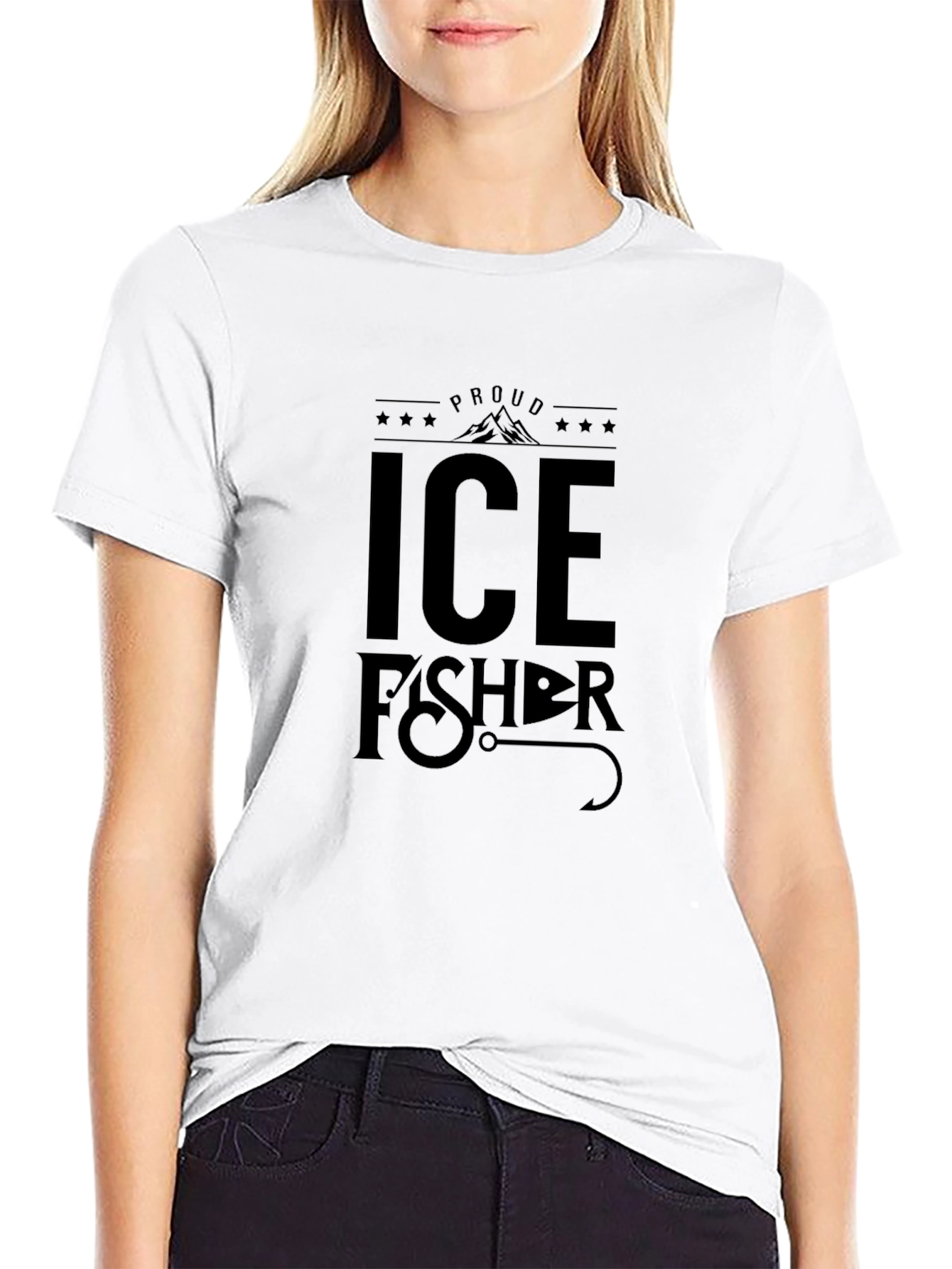Ice Fisher Graphic Tee - Black Cotton T-Shirt
