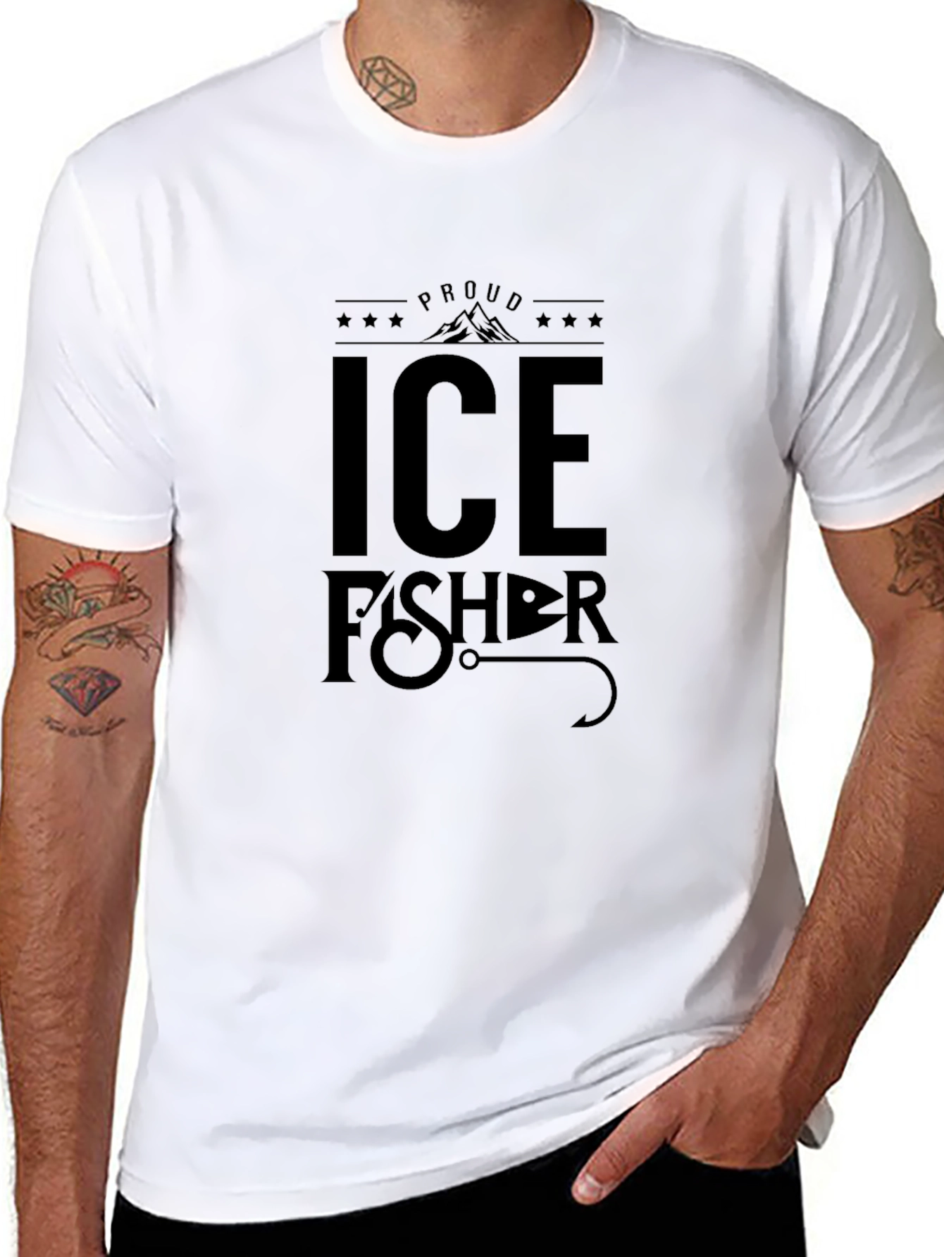 Ice Fisher Graphic Tee - Black Cotton T-Shirt