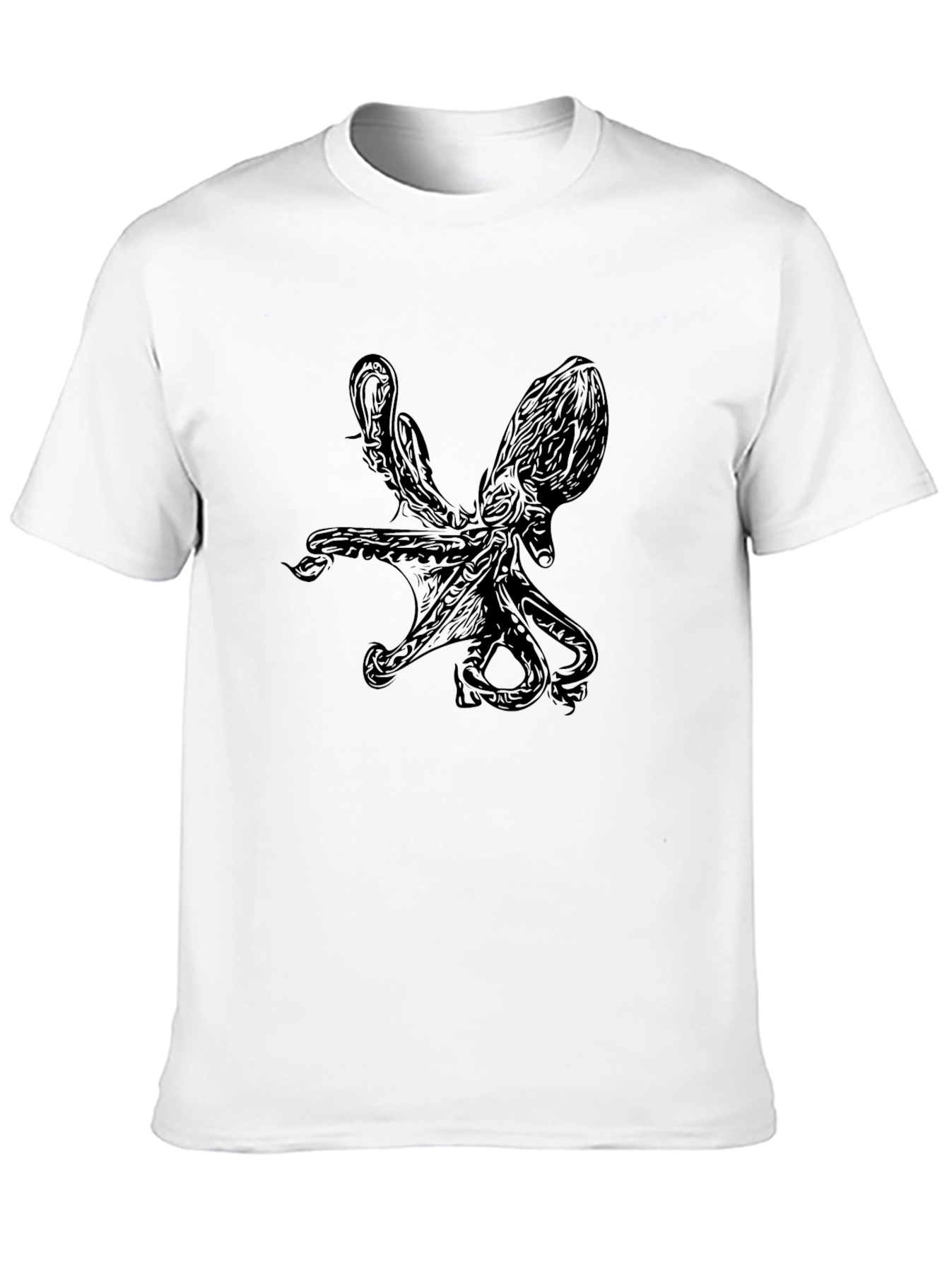 Black Octopus Graphic Tee - Kraken Design
