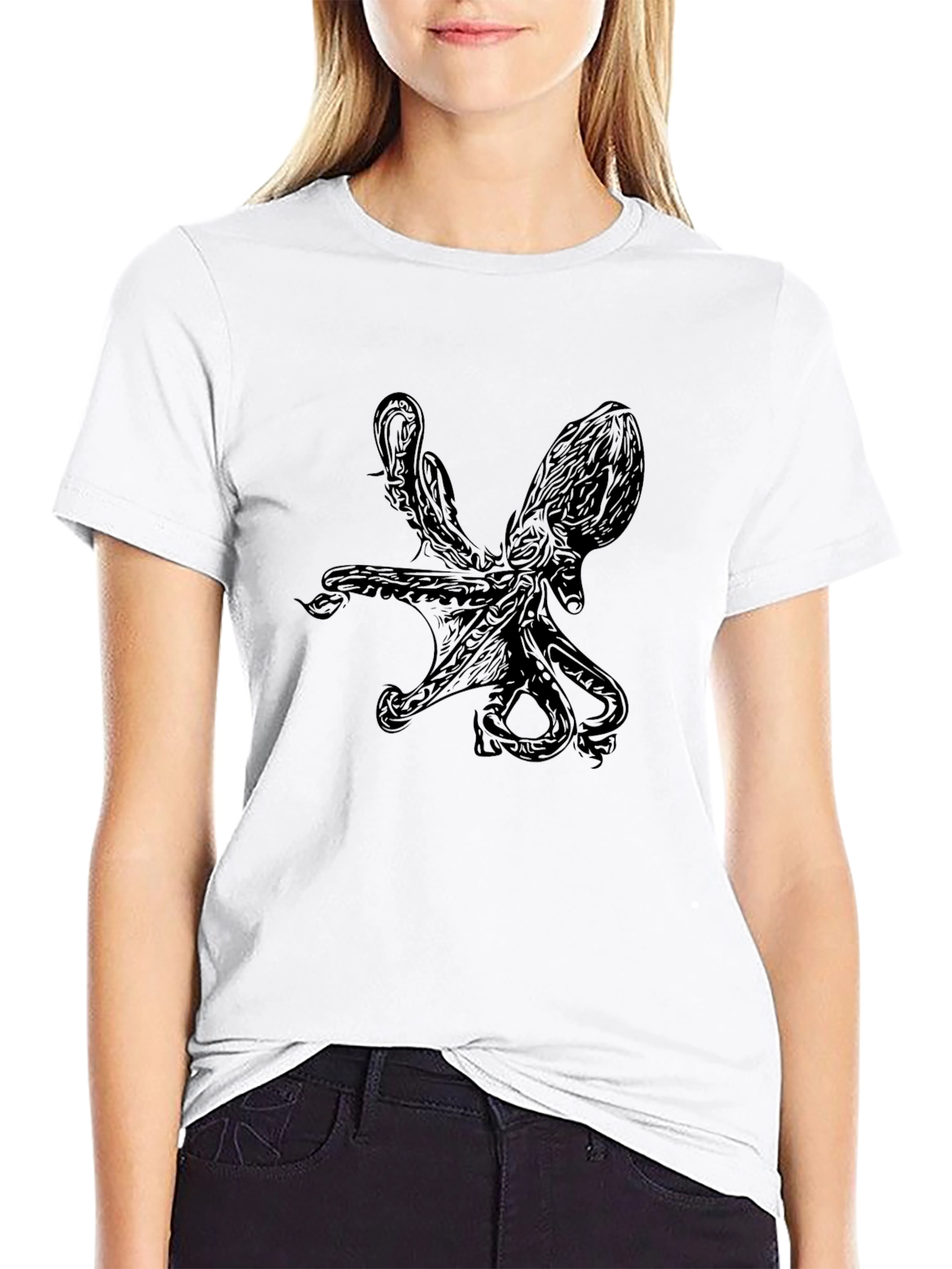 Black Octopus Graphic Tee - Kraken Design