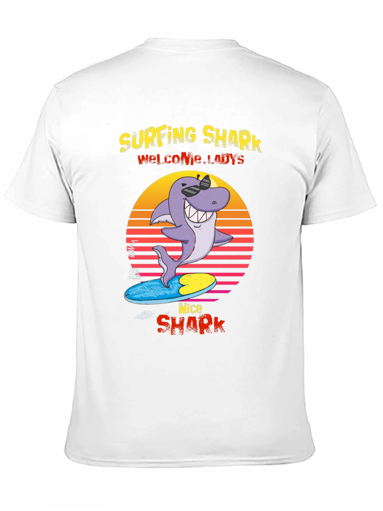 Surfing Shark Graphic Tee - Welcome Ladies Nice Shark