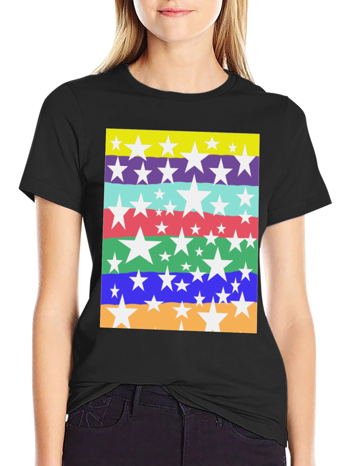 Star Striped Graphic Tee - Mens Casual Top