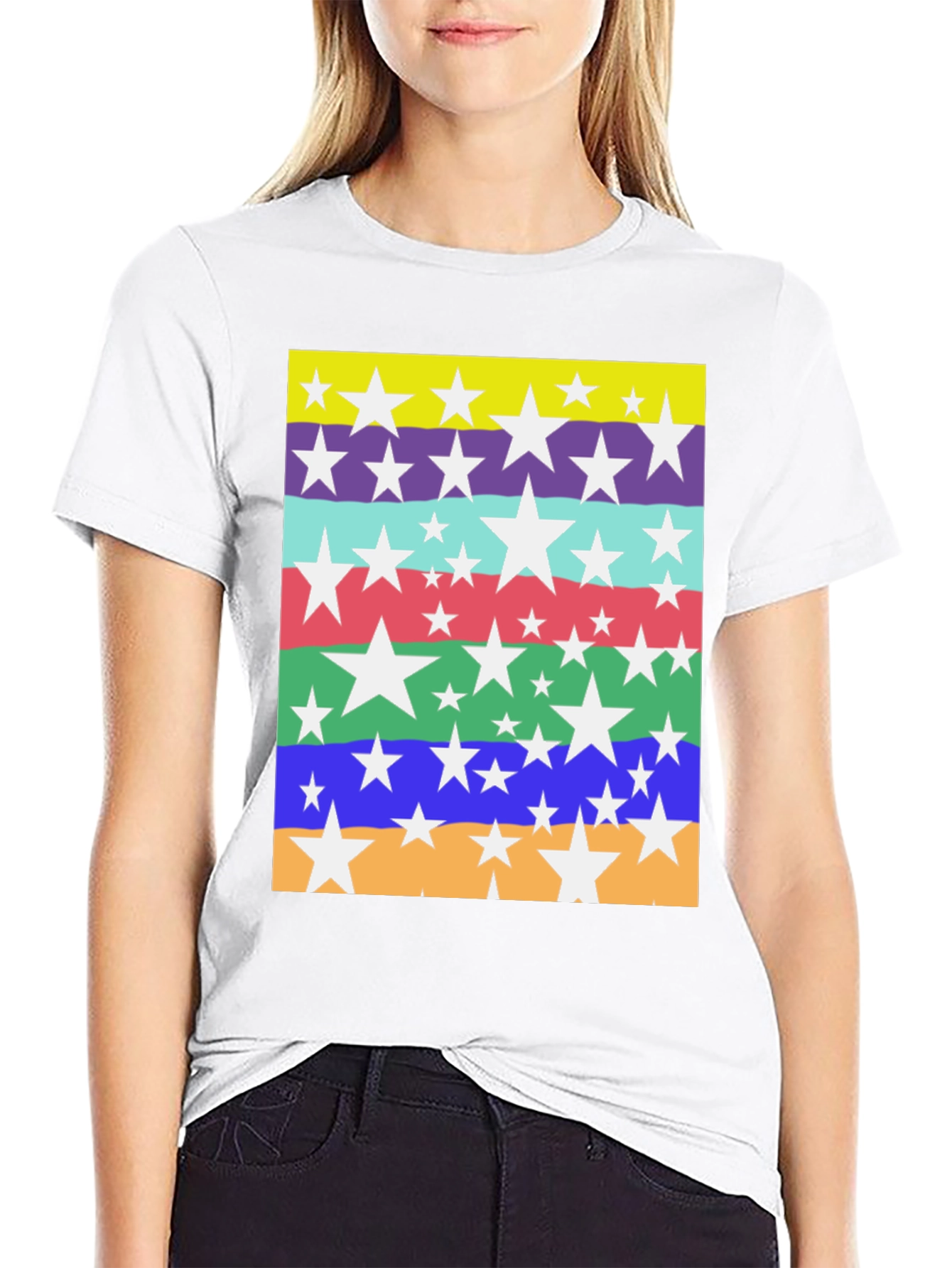 Star Striped Graphic Tee - Mens Casual Top