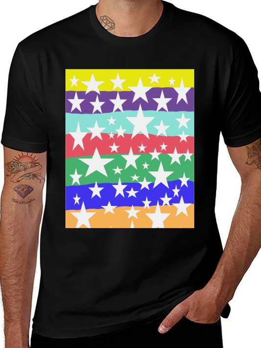 Star Striped Graphic Tee - Mens Casual Top