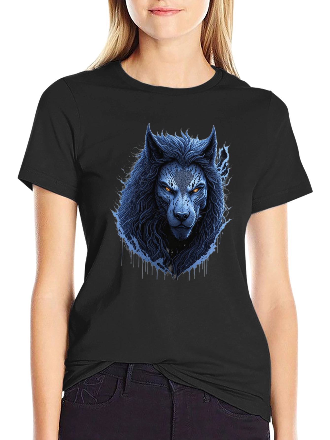 Mens Wolf Graphic Black T-Shirt